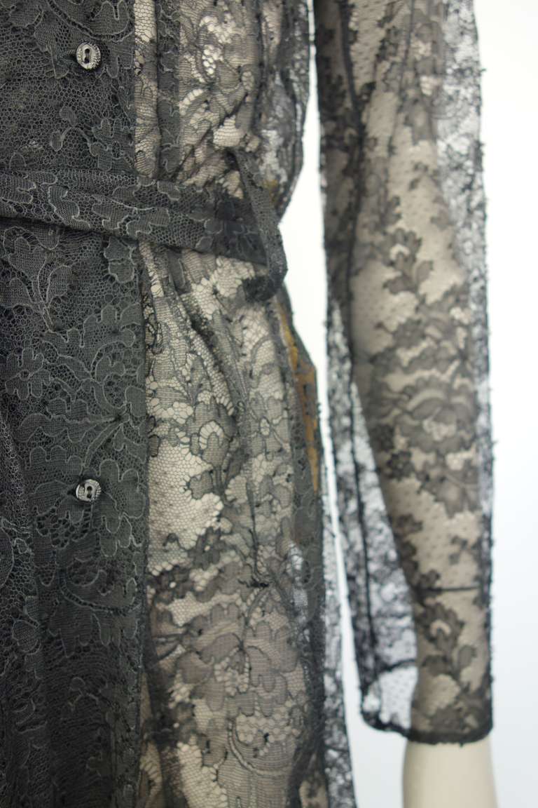 John Galliano Black Lace Trench Coat 3
