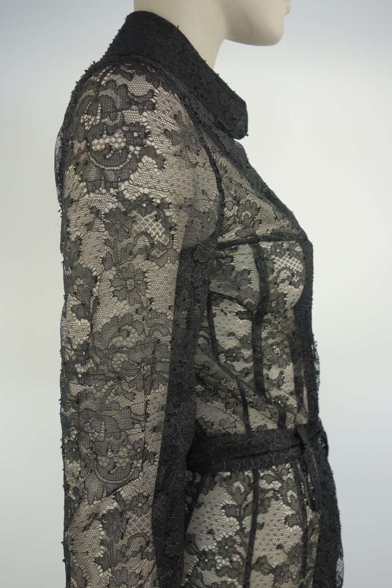 Women's John Galliano Black Lace Trench Coat