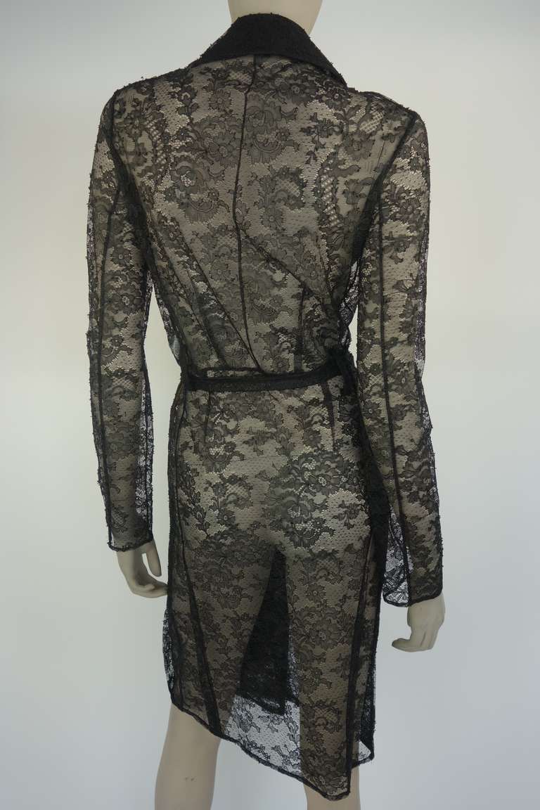 John Galliano Black Lace Trench Coat In Excellent Condition In Cincinnati, OH