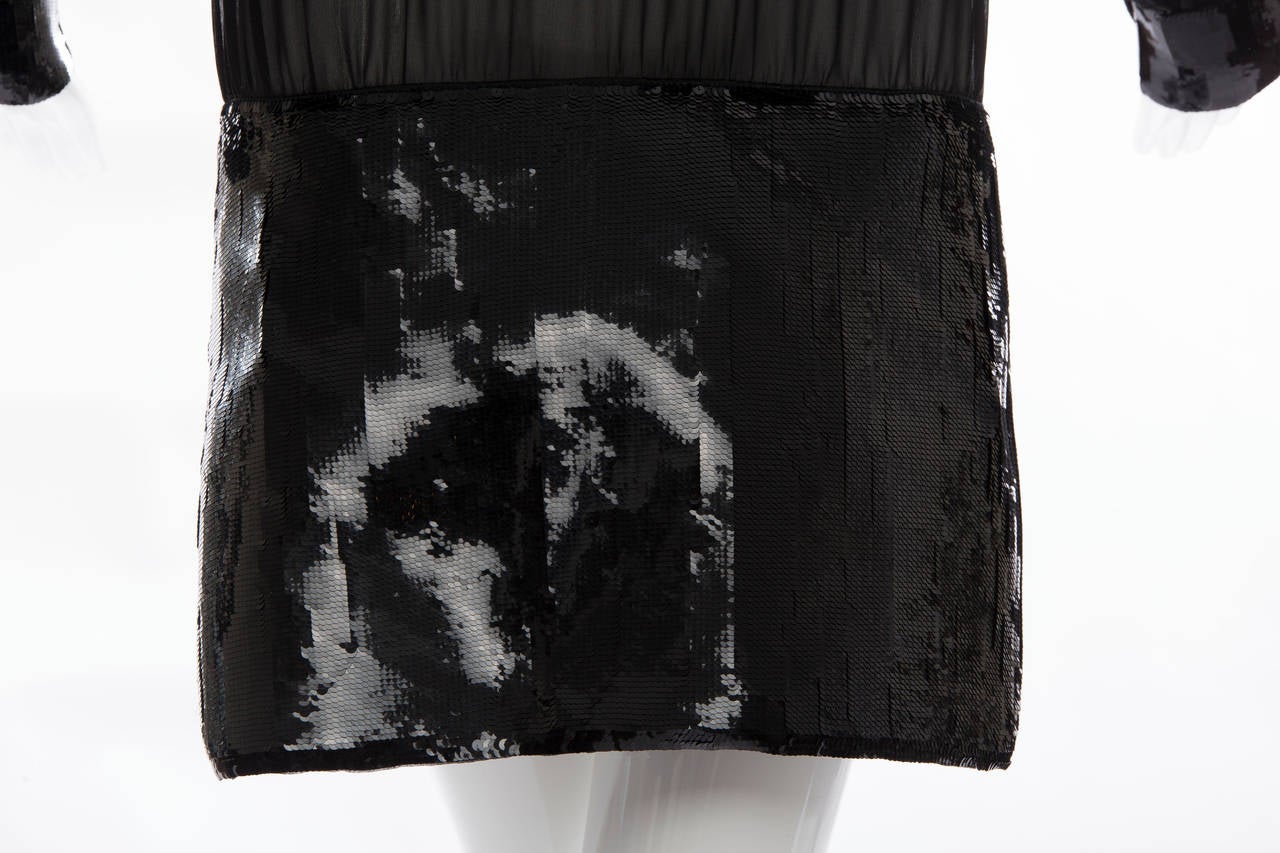 Women's Marc Jacobs for Louis Vuitton Black Silk Chiffon Sequin Trim Evening Dress 