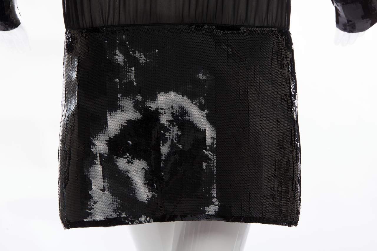 Women's Marc Jacobs for Louis Vuitton Black Silk Chiffon Sequin Trim Evening Dress