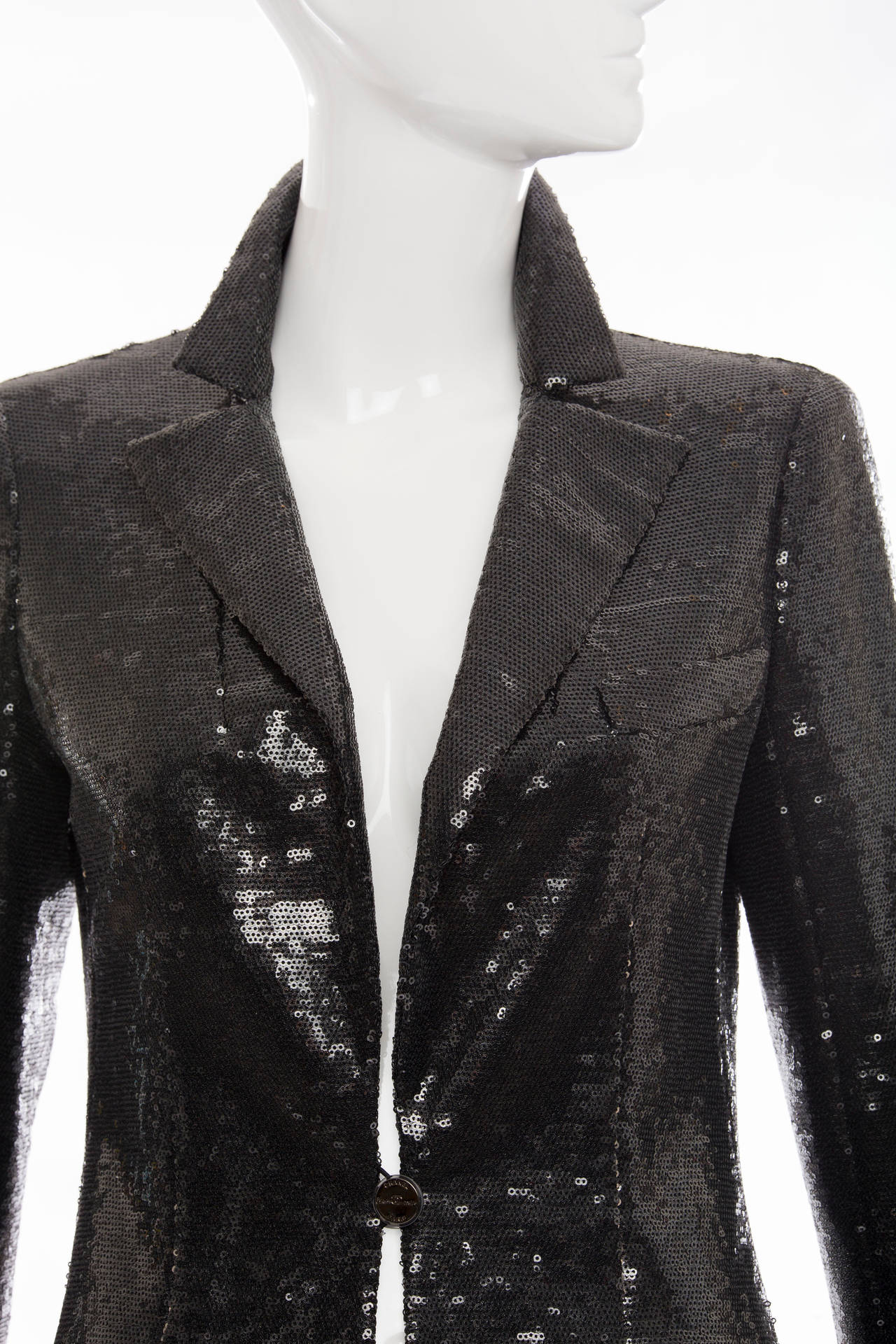 Chanel Black Sequin Jacket With Ivory Silk Trim, Cruise 2009 For Sale ...