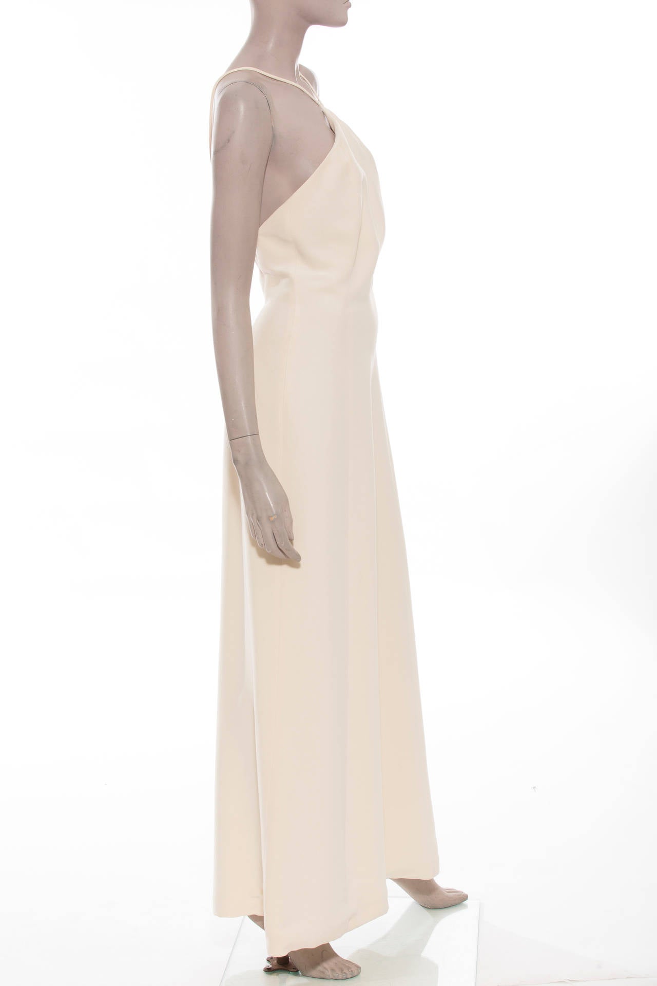 Prada ivory crepe long dress, back zipper and fully lined. EU. size 42