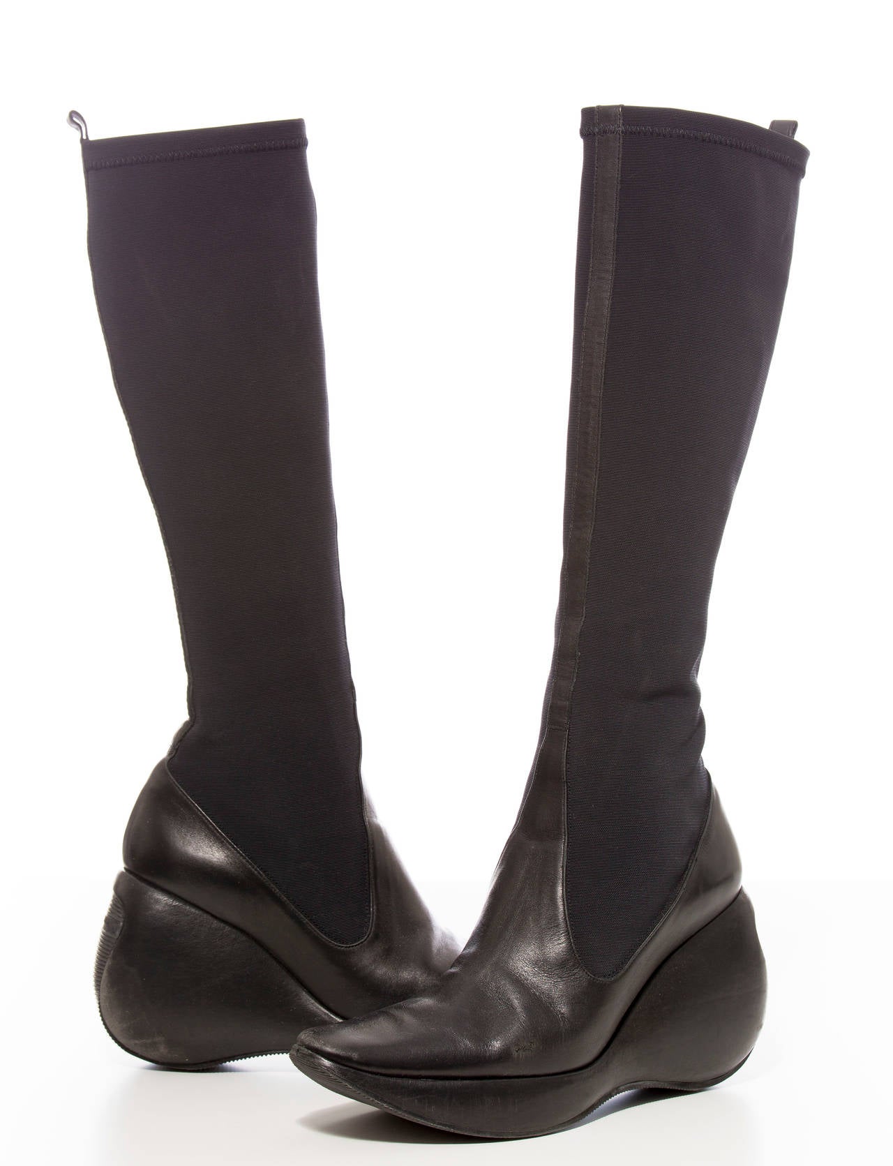 Stephane Kelian stretch nylon and leather boots and comes with original box.
