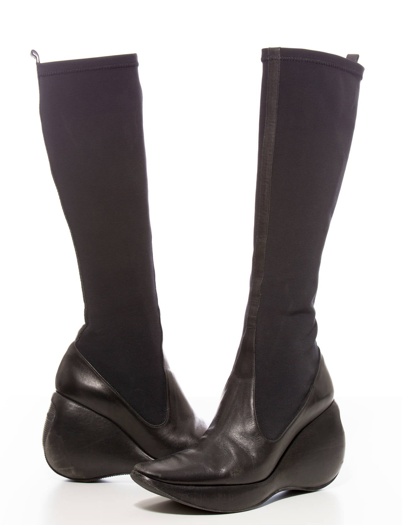 Stephane Kelian Stretch-Nylon und Leder Stiefel und kommt mit Originalverpackung.