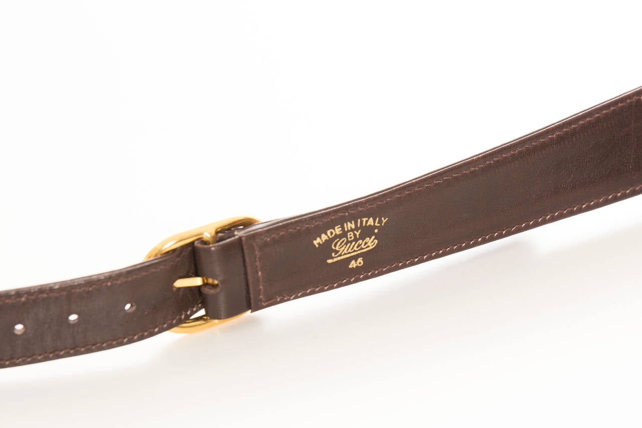 Gucci Chocolate Brown Leather Shoulder Bag Equestrian Boot Clasp, Circa: 1970's In Good Condition In Cincinnati, OH
