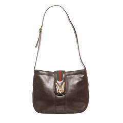 Gucci Brown Leather Handbag With Equestrian Boot Clasp, Circa 1970s 6