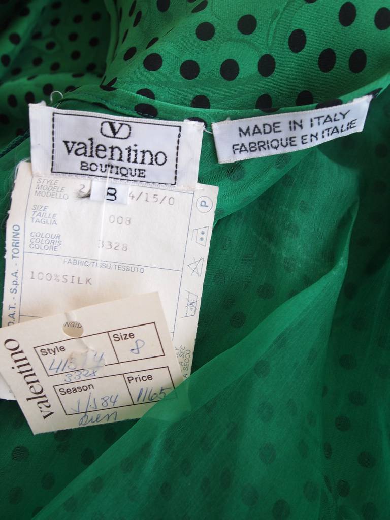 Women's Valentino Emerald Green Silk Evening Dress, Circa 1980's