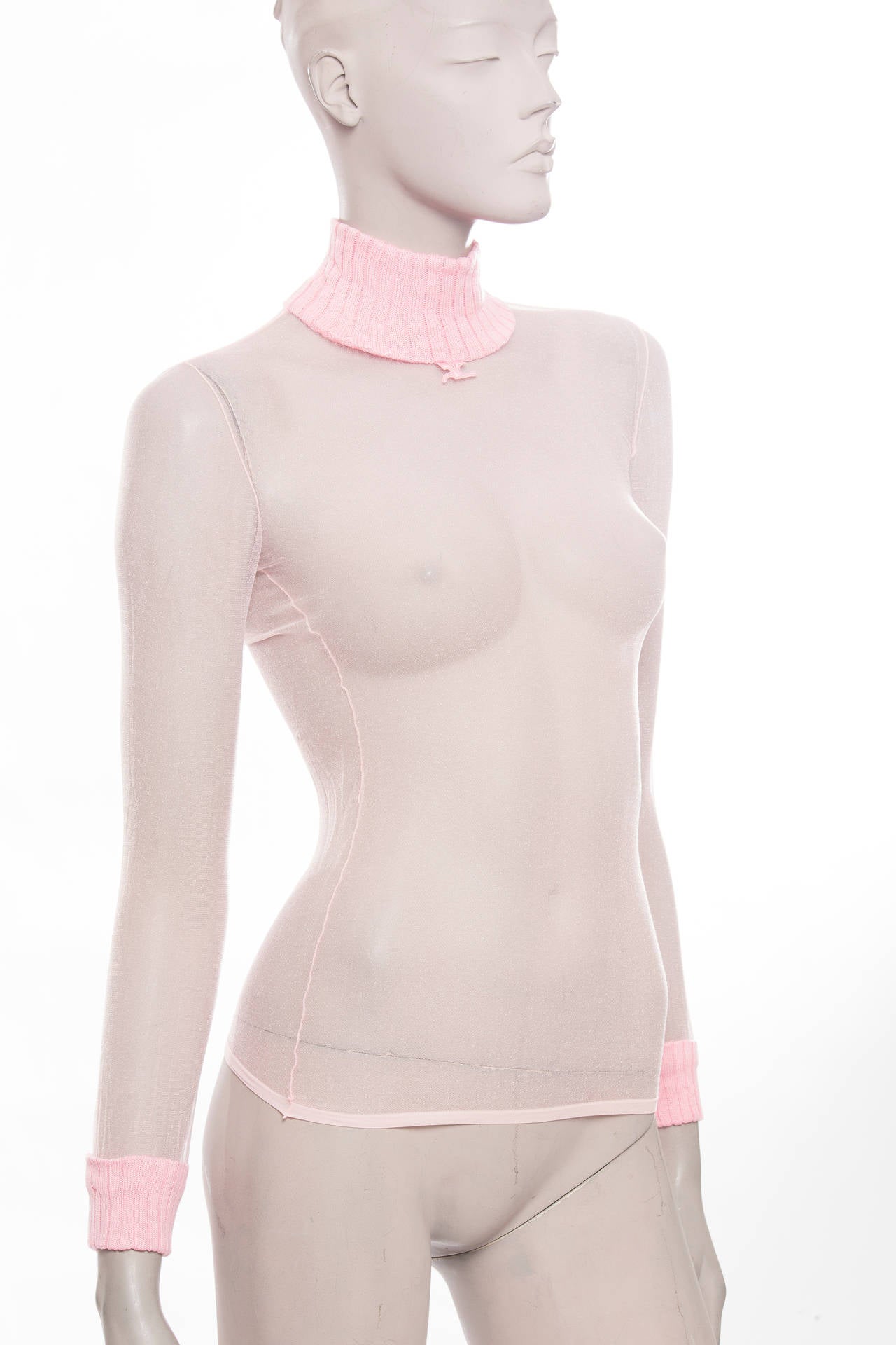 Courreges, circa 1960's stretch nylon, sheer turtleneck with original packaging