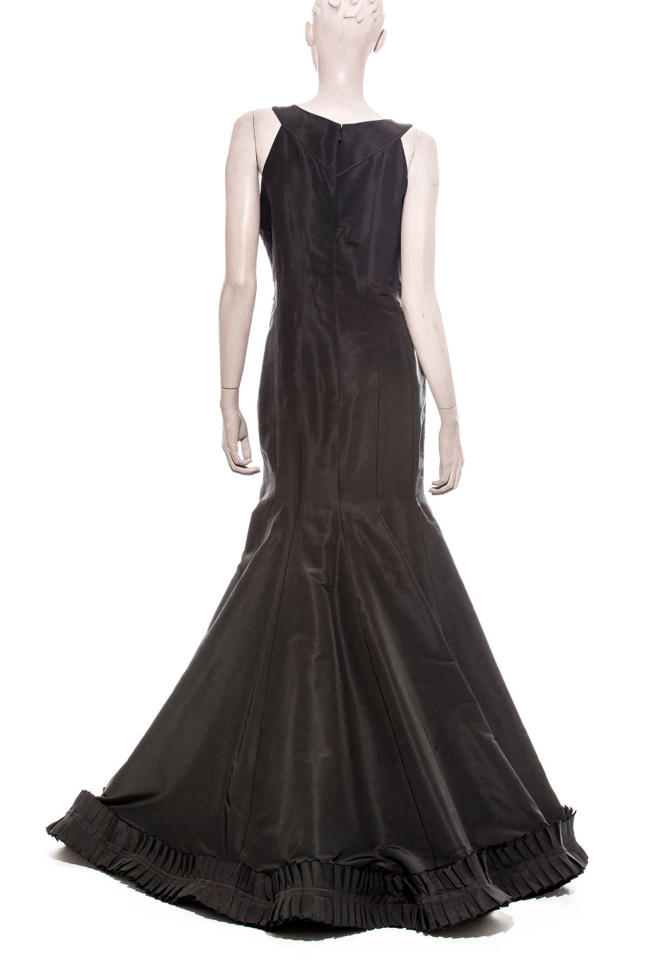 Oscar de la Renta Sleeveless Black Silk Faille Evening Dress, Spring 2007 1