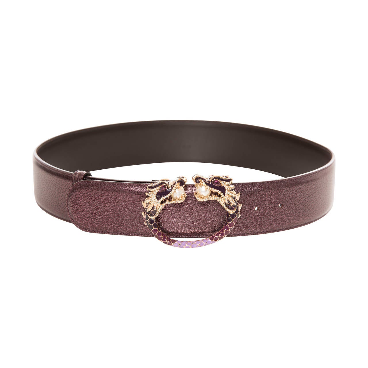 Tom Ford for Gucci Metallic Leather Belt With Dragon Buckle, Circa 1990's