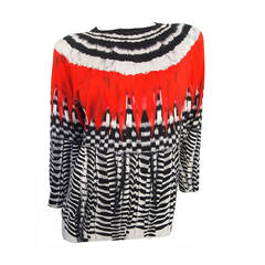 Alexander McQueen Silk Feather Print Sweater