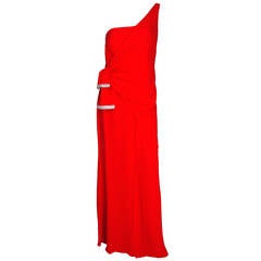 Valentino 1980s Red Silk Gown