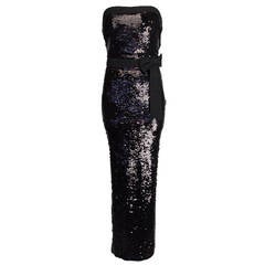 Dolce & Gabbana Black Sequin Strapless Dress