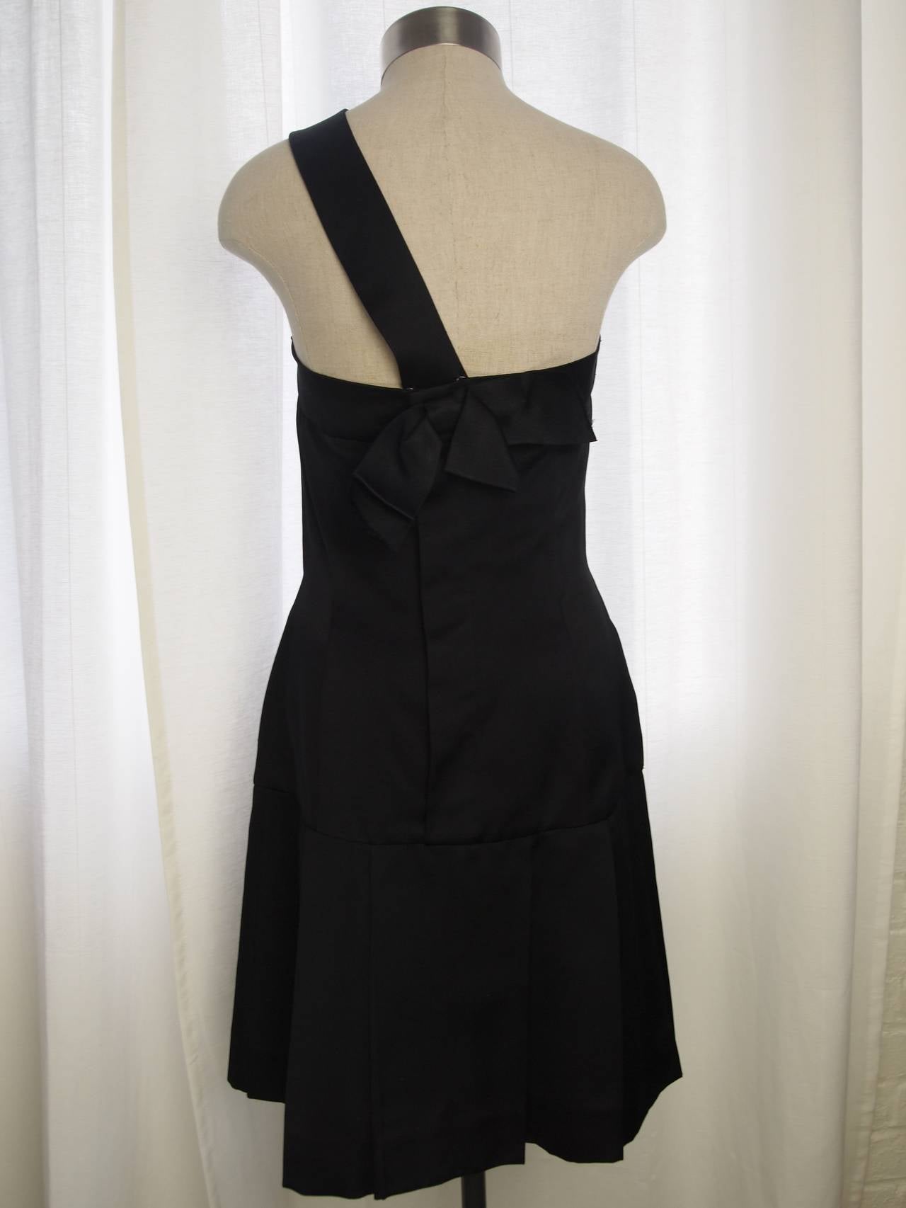 Chanel Black Silk Satin Dress In Excellent Condition In Cincinnati, OH