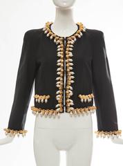 Jeremy Scott for Moschino Black Cotton Silk Jacket With Thimble Pearl Adornments
