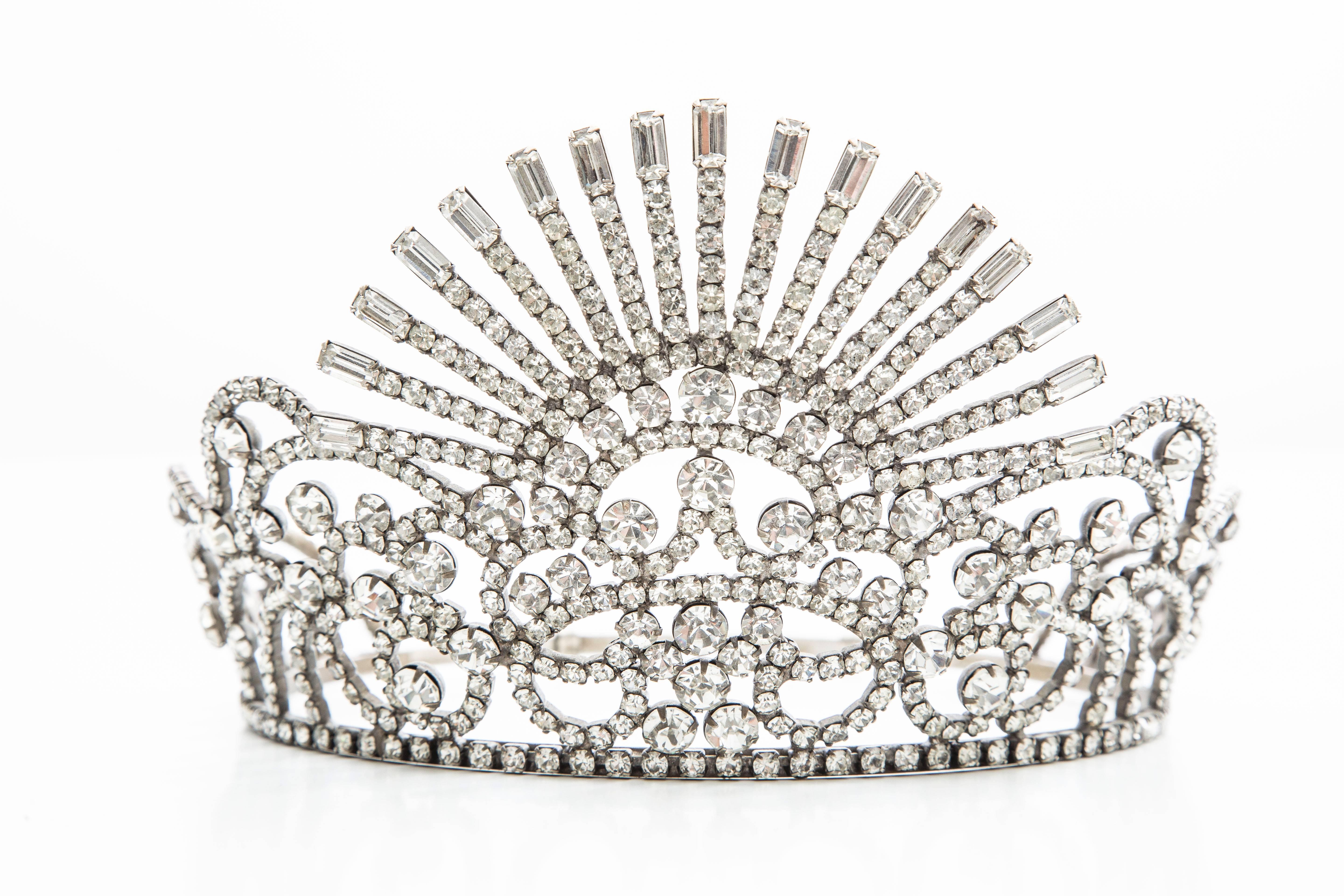 Tiara, circa 1960's, encrusted with crystals and adjustable.