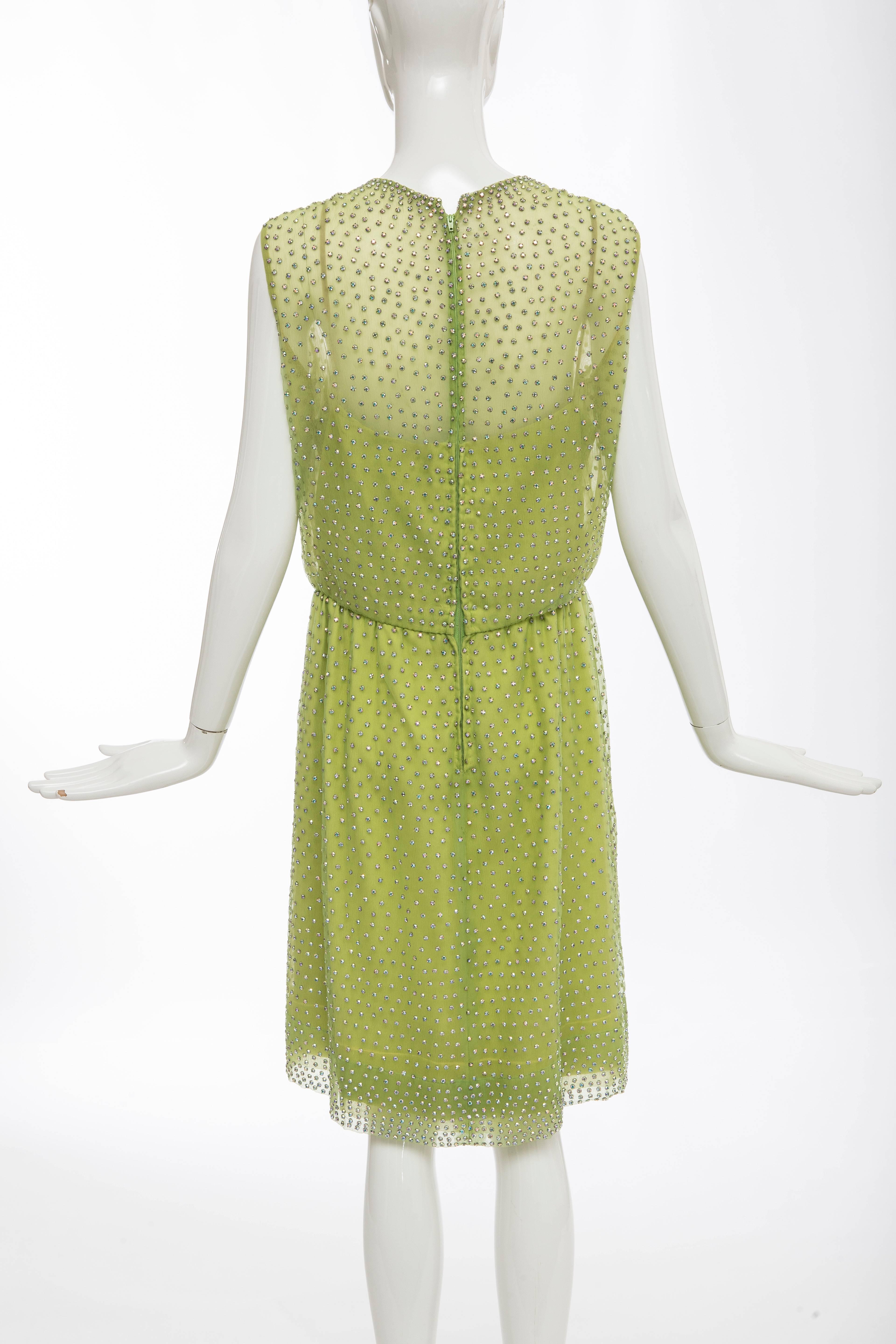Harvey Berin designed by Karen Stark Silk Dress Prong Set Crystals, Circa 1960's In Excellent Condition For Sale In Cincinnati, OH