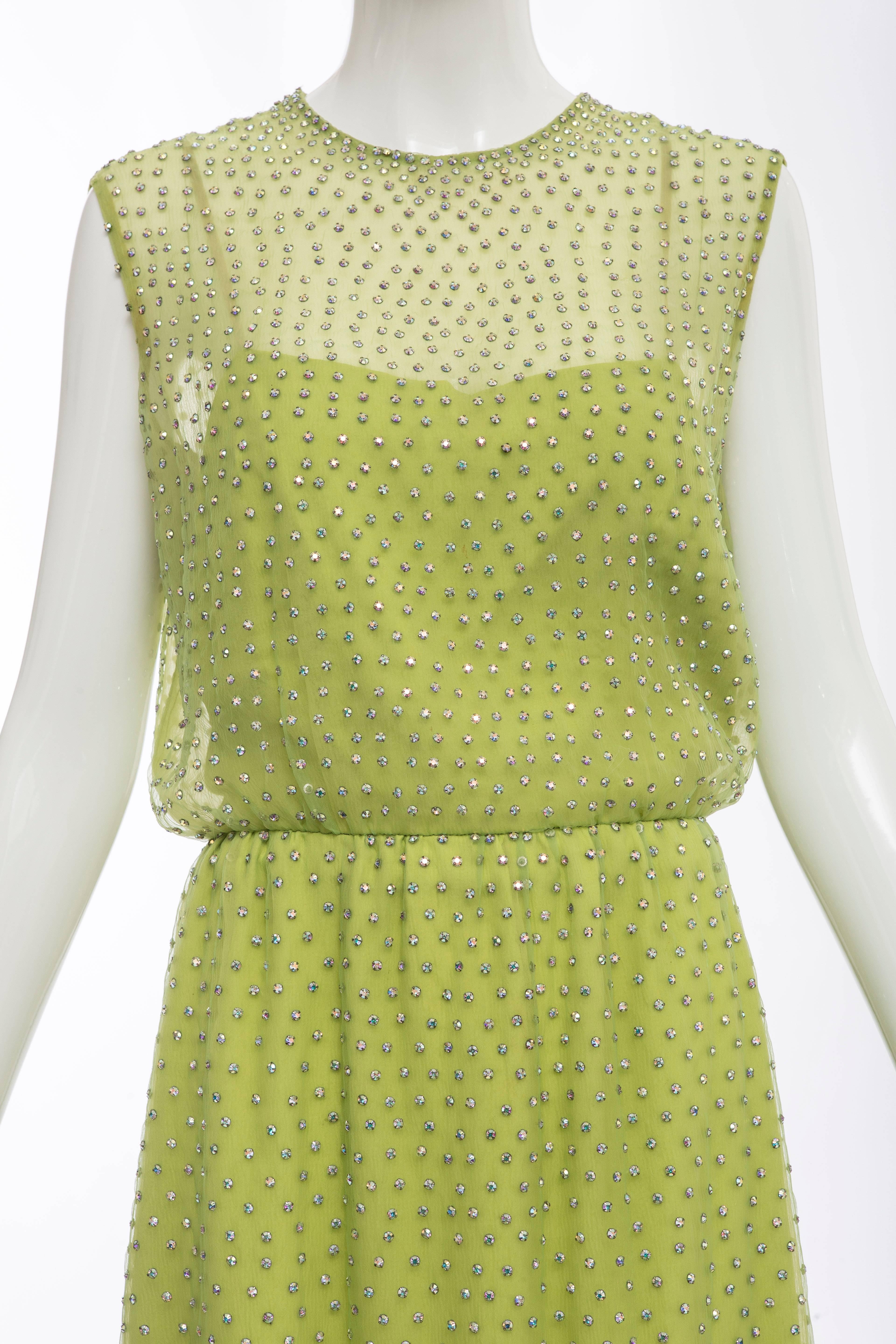 Harvey Berin designed by Karen Stark Silk Dress Prong Set Crystals, Circa 1960's For Sale 1