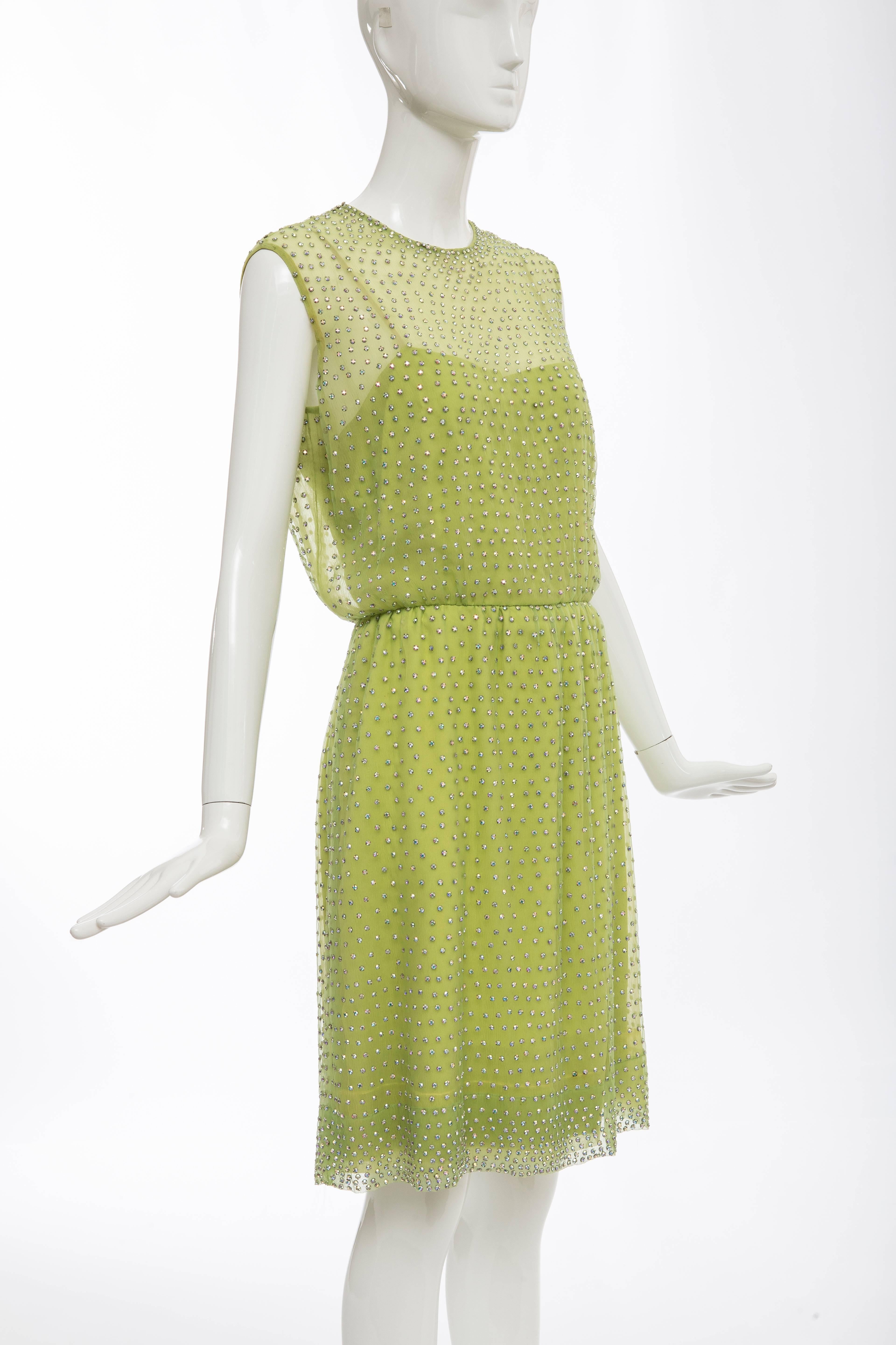 Women's Harvey Berin designed by Karen Stark Silk Dress Prong Set Crystals, Circa 1960's For Sale