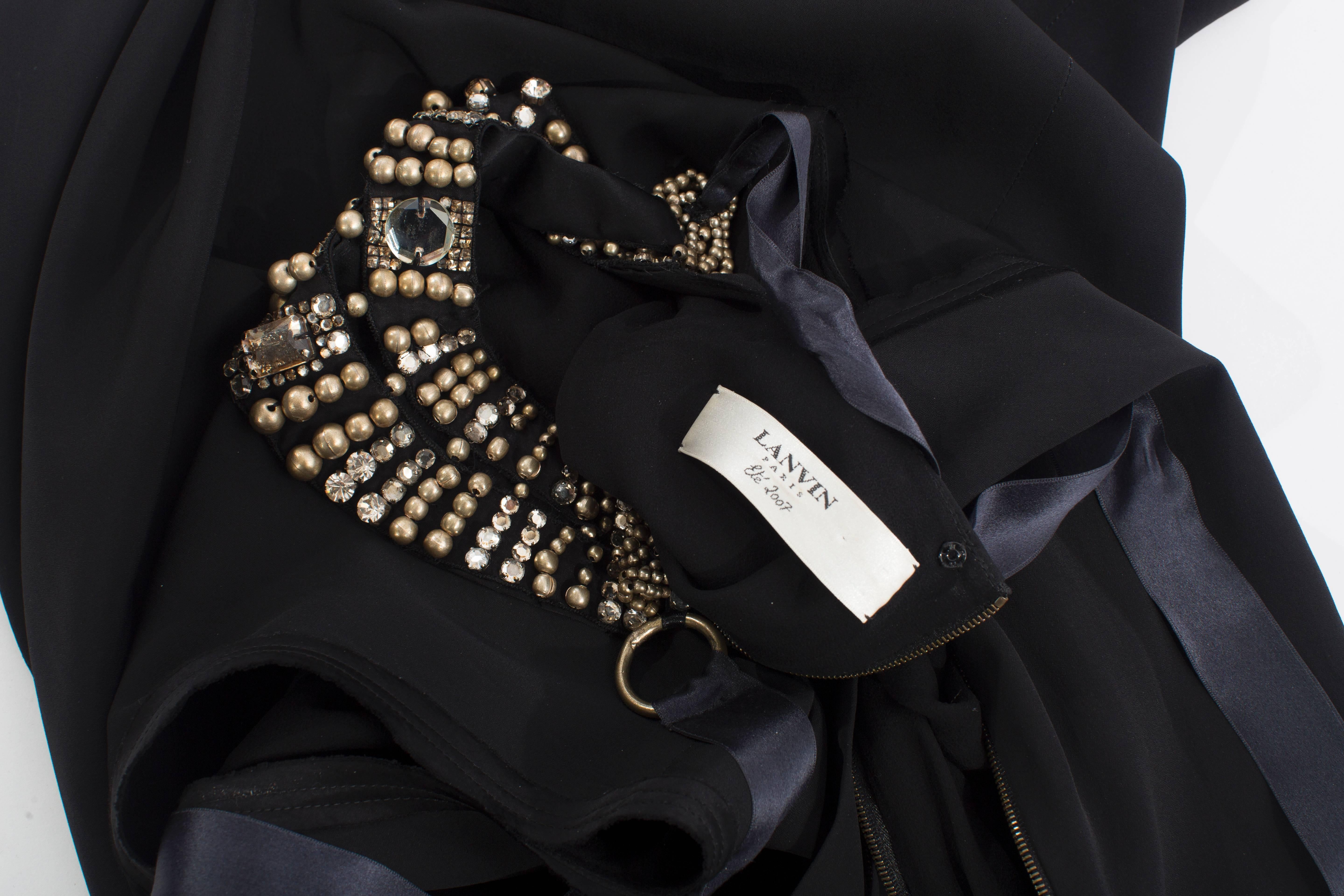 Alber Elbaz For Lanvin Black Sleeveless Viscose Sheath Dress, Fall 2007 For Sale 2