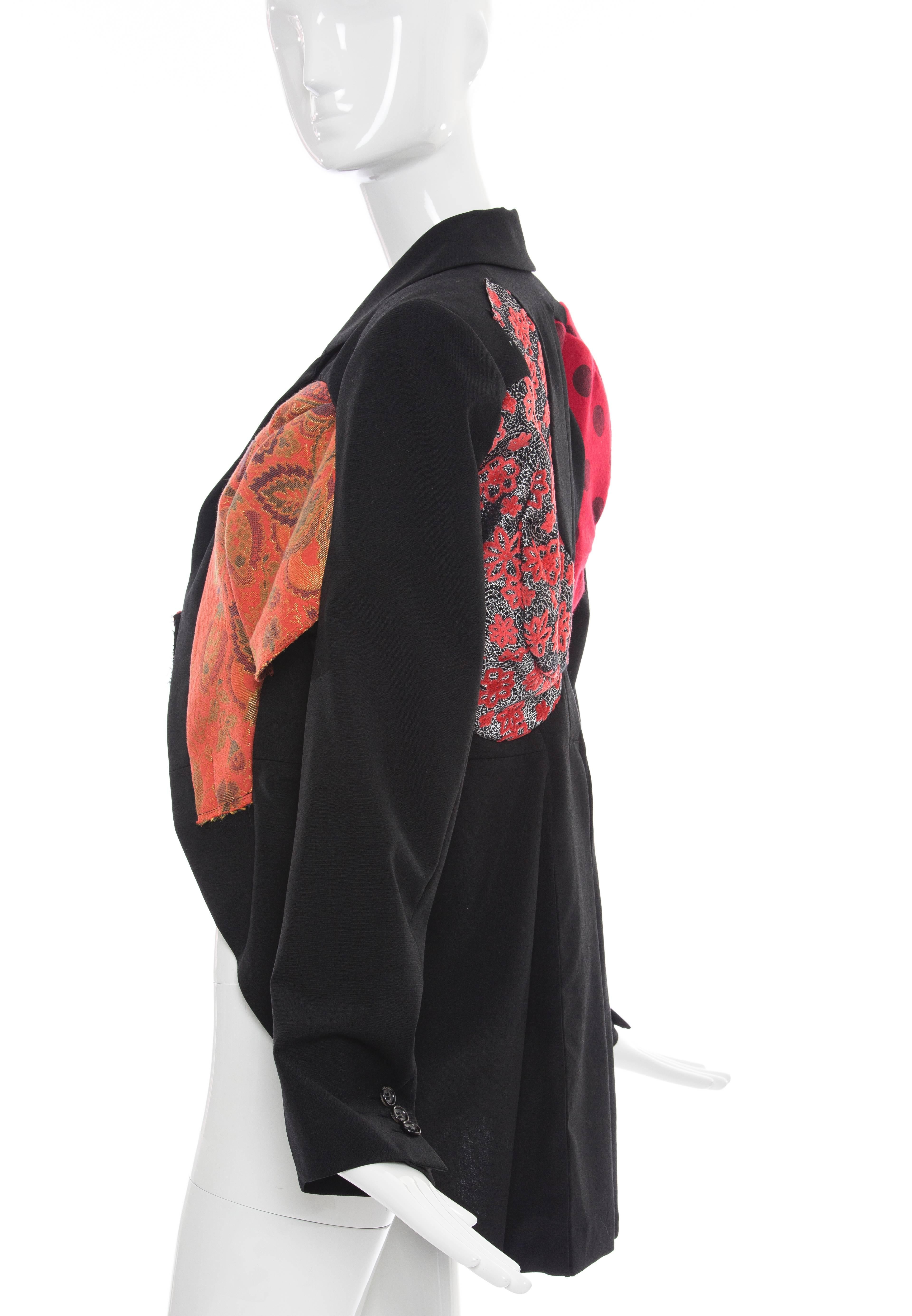 Women's Comme des Garcons Black Wool Patchworked Brocades Jacket, Spring 2010 For Sale