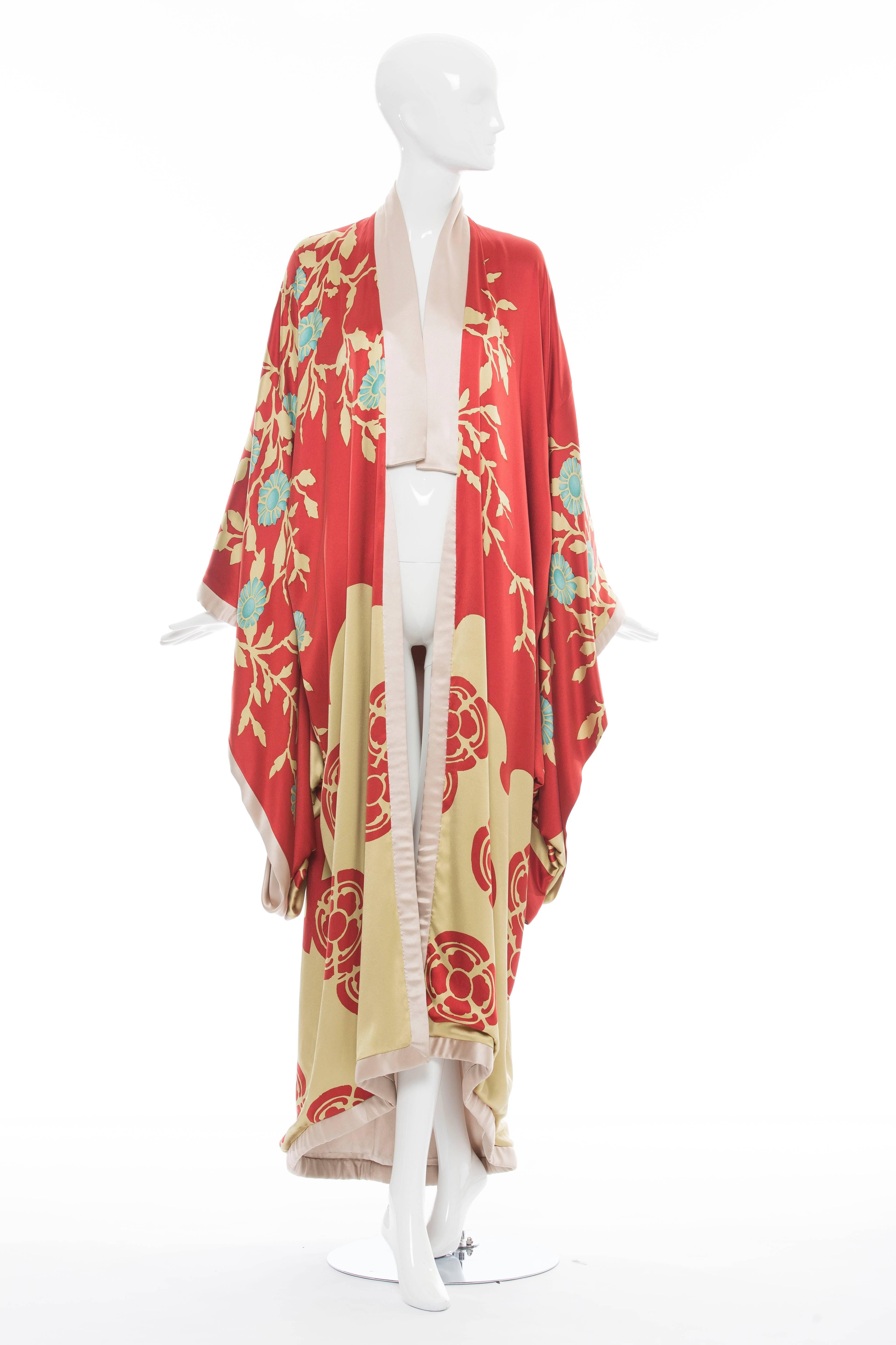 Tom Ford for Gucci, S/S 2003, Men's silk kimono with shawl lapel, draping at sleeves and open front.

The robe was gifted by Tom Ford to the Metropolitan Museum of Art in 2004 and is documented in the Tom Ford book on page 279.

Chest 60”,