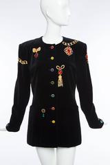 Escada by Margaretha Ley Black Embellished Velvet Jacket, Circa 1980's