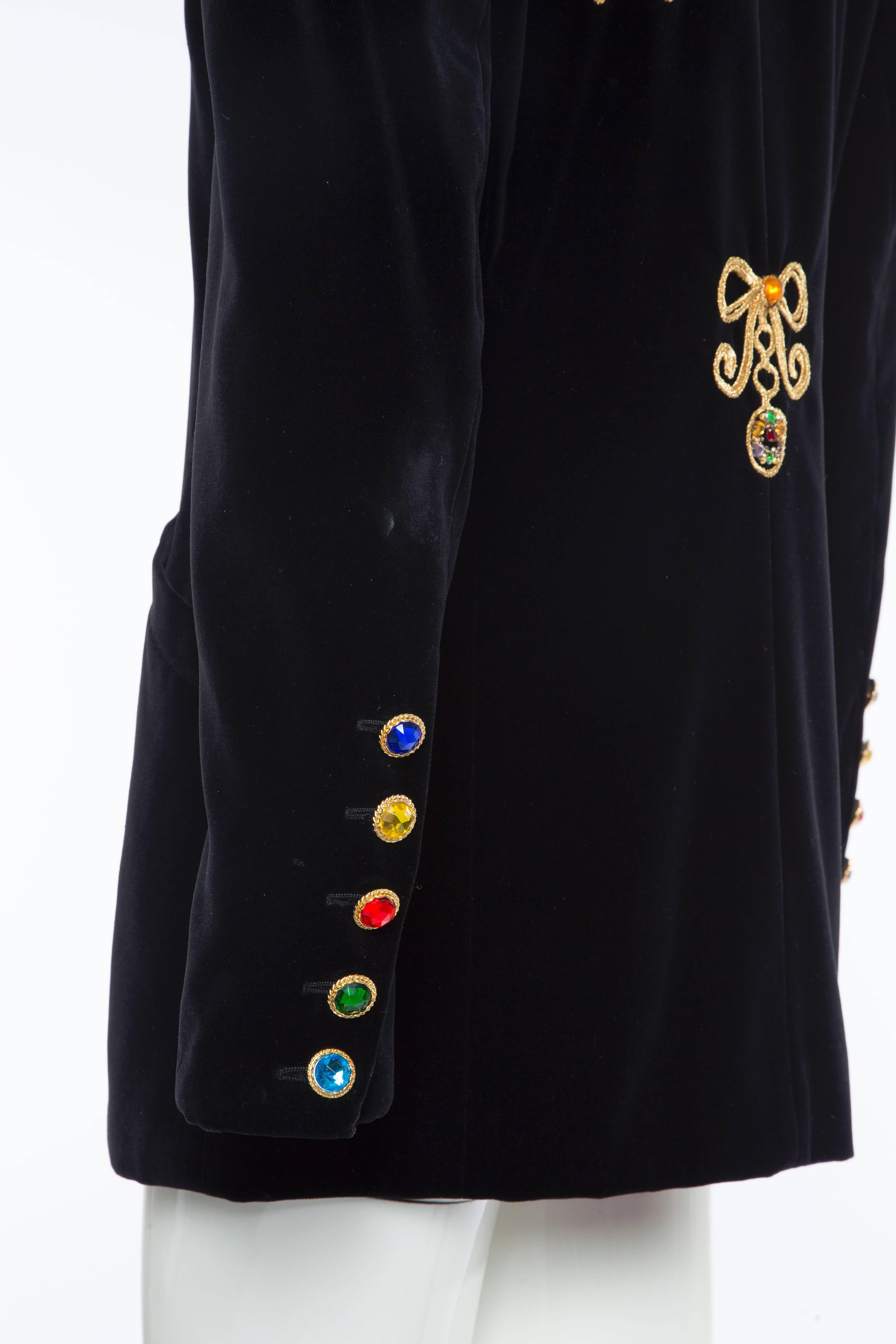 Escada by Margaretha Ley Black Embellished Velvet Jacket, Circa 1980's In Excellent Condition In Cincinnati, OH