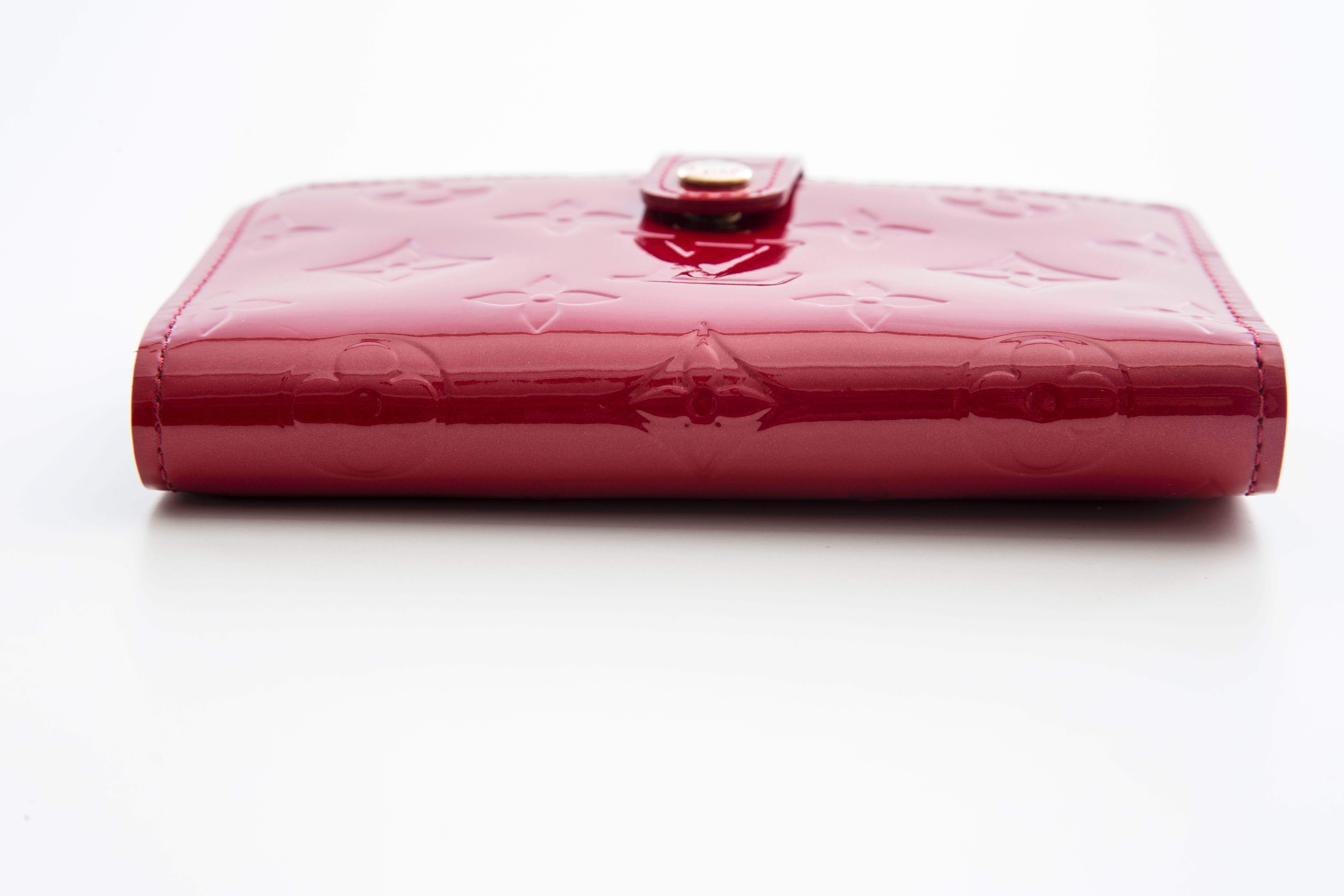 Women's Louis Vuitton Cherry Red Monogram Vernis French Purse Wallet 