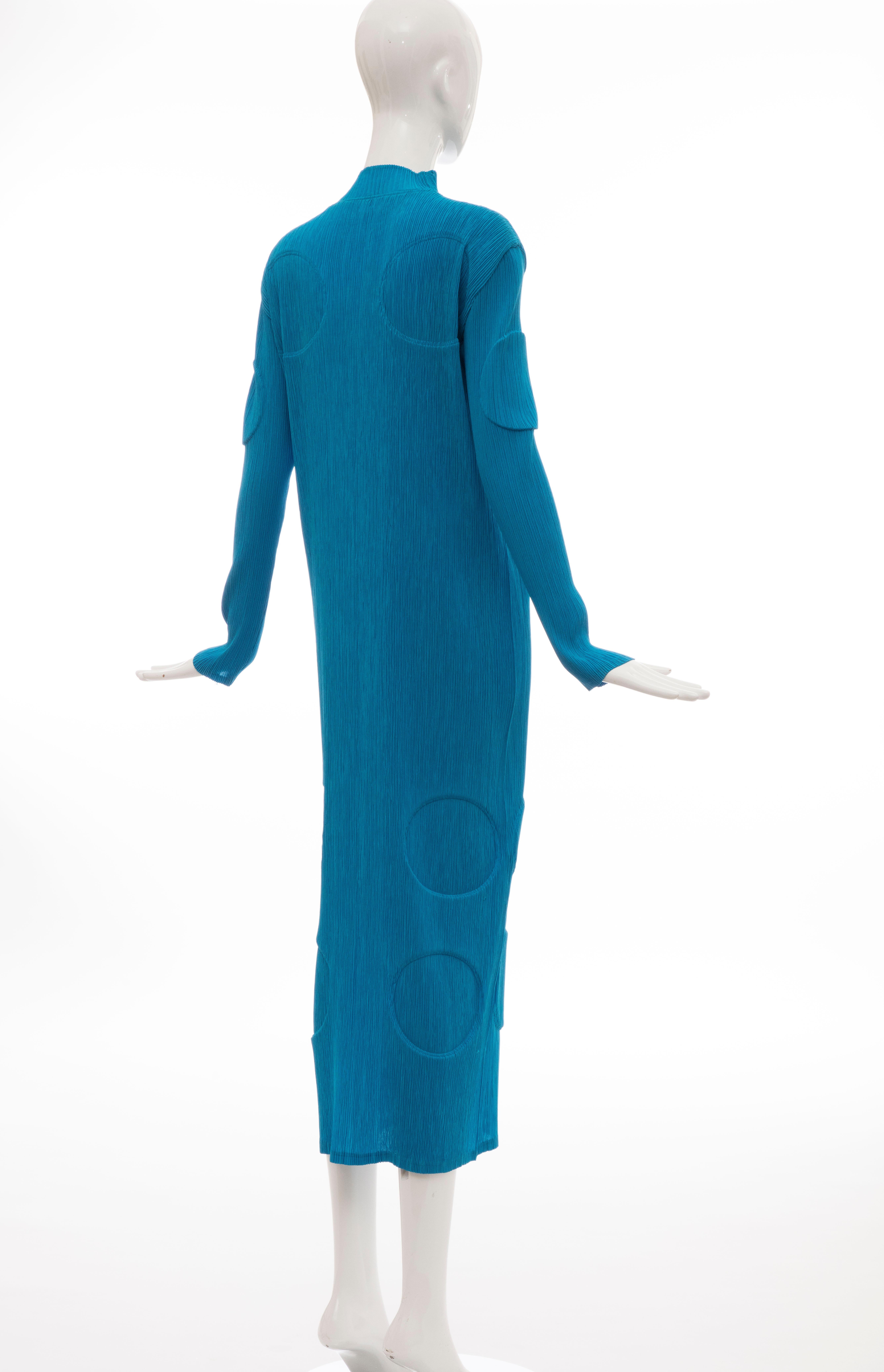 Issey Miyake Turquoise Long Button Front Cardigan, Circa 1990s For Sale 3