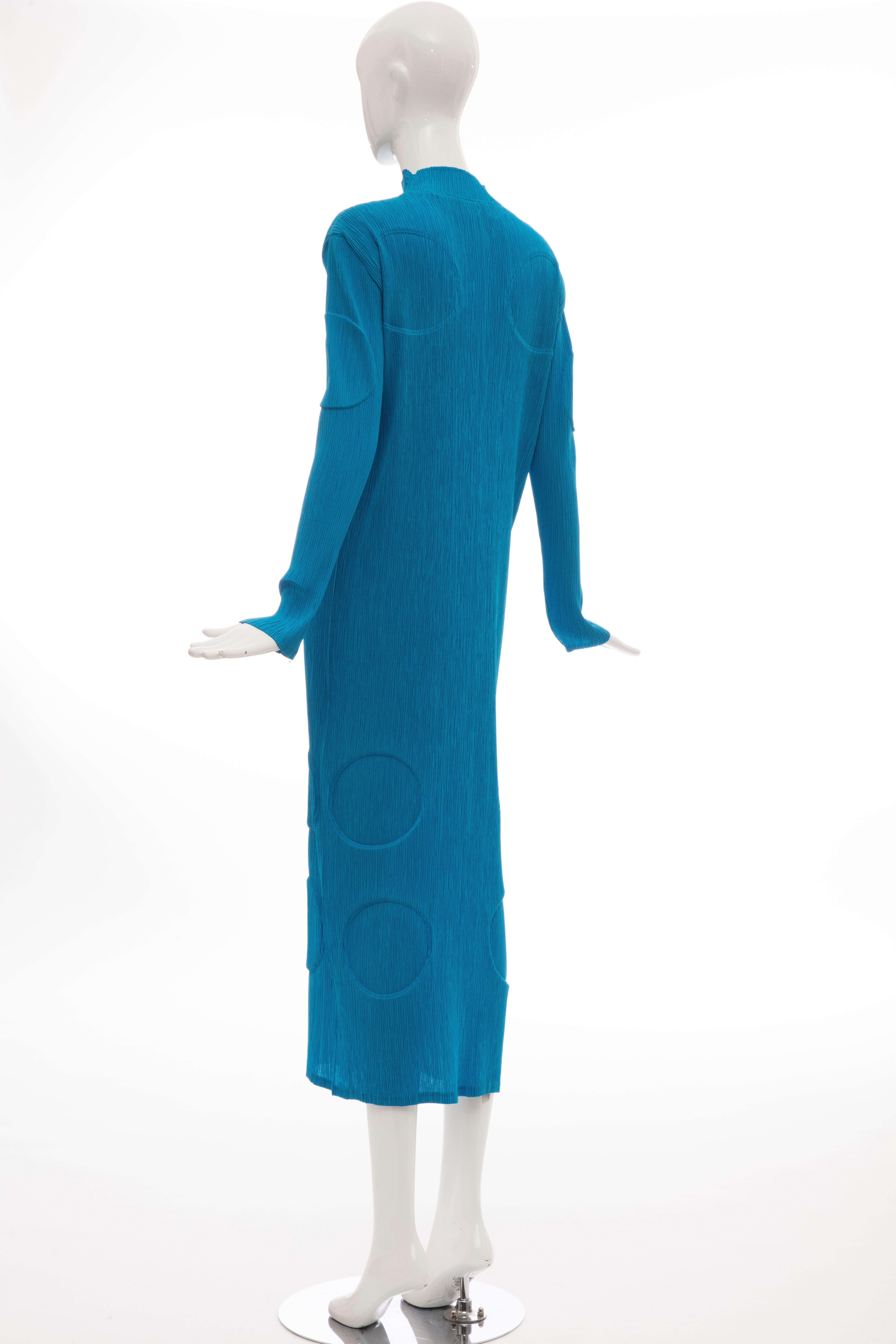 Issey Miyake Turquoise Long Button Front Cardigan, Circa 1990s For Sale 5