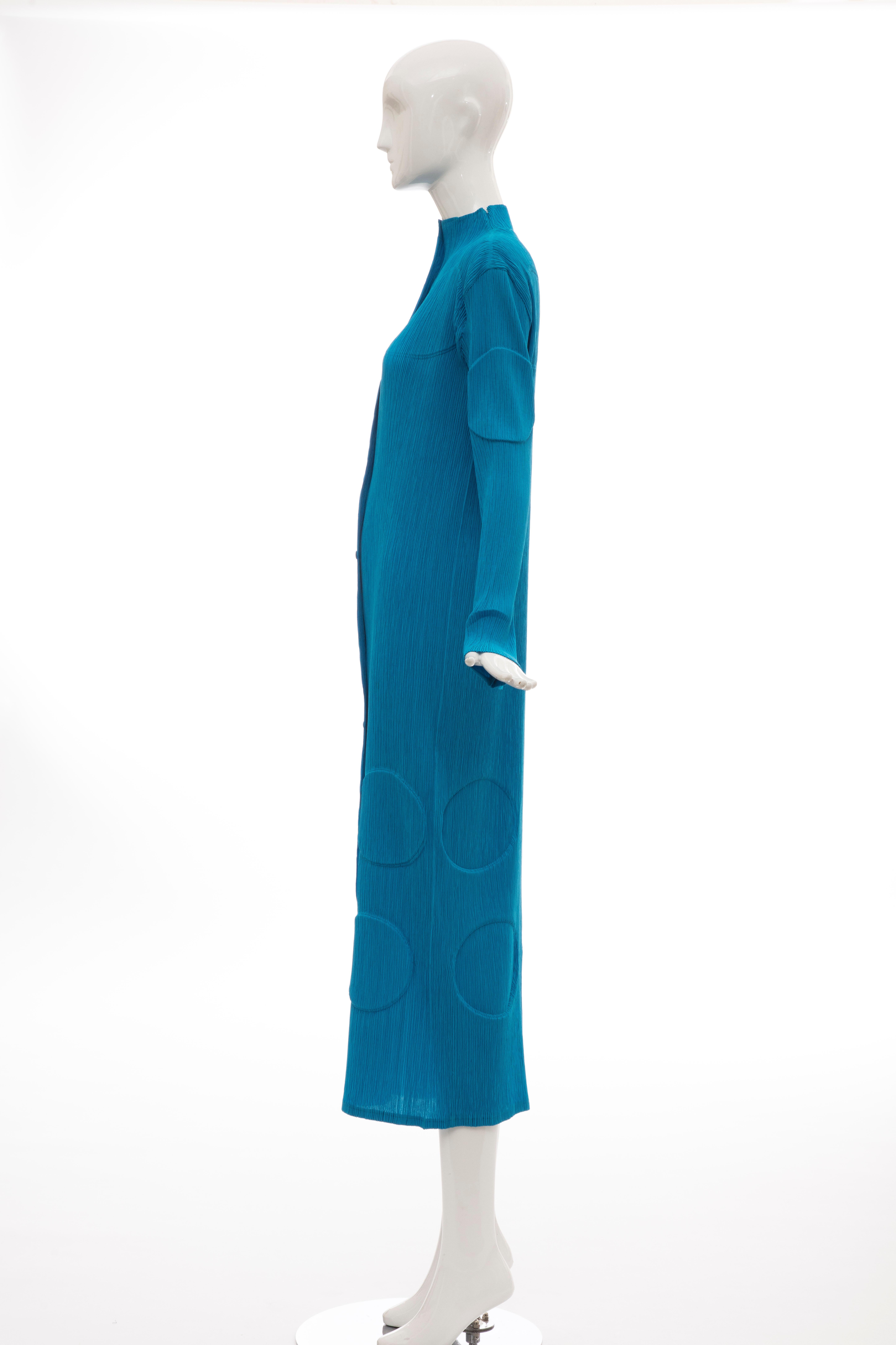 Issey Miyake Turquoise Long Button Front Cardigan, Circa 1990s For Sale 6