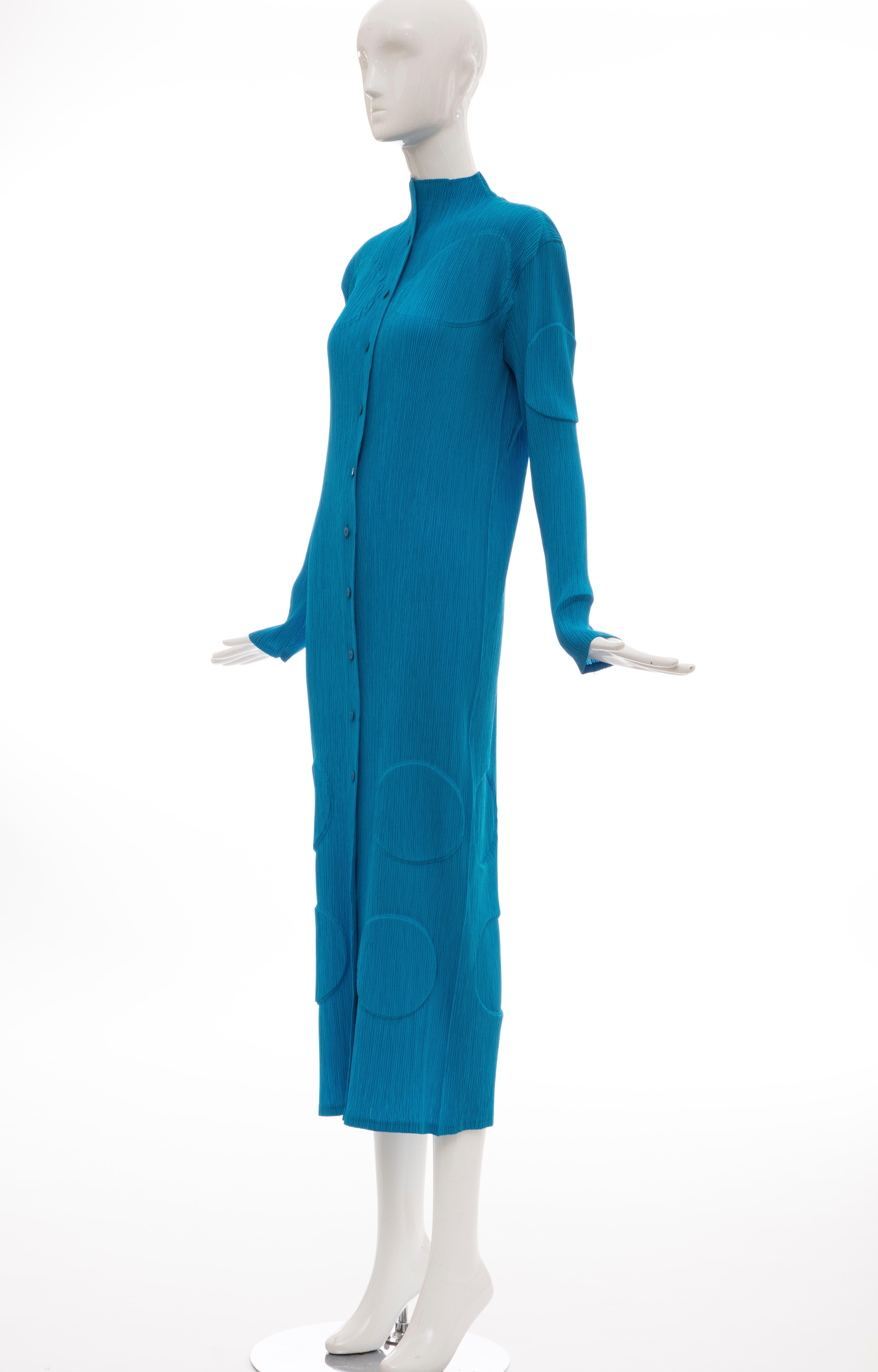 Issey Miyake Turquoise Long Button Front Cardigan, Circa 1990s For Sale 7