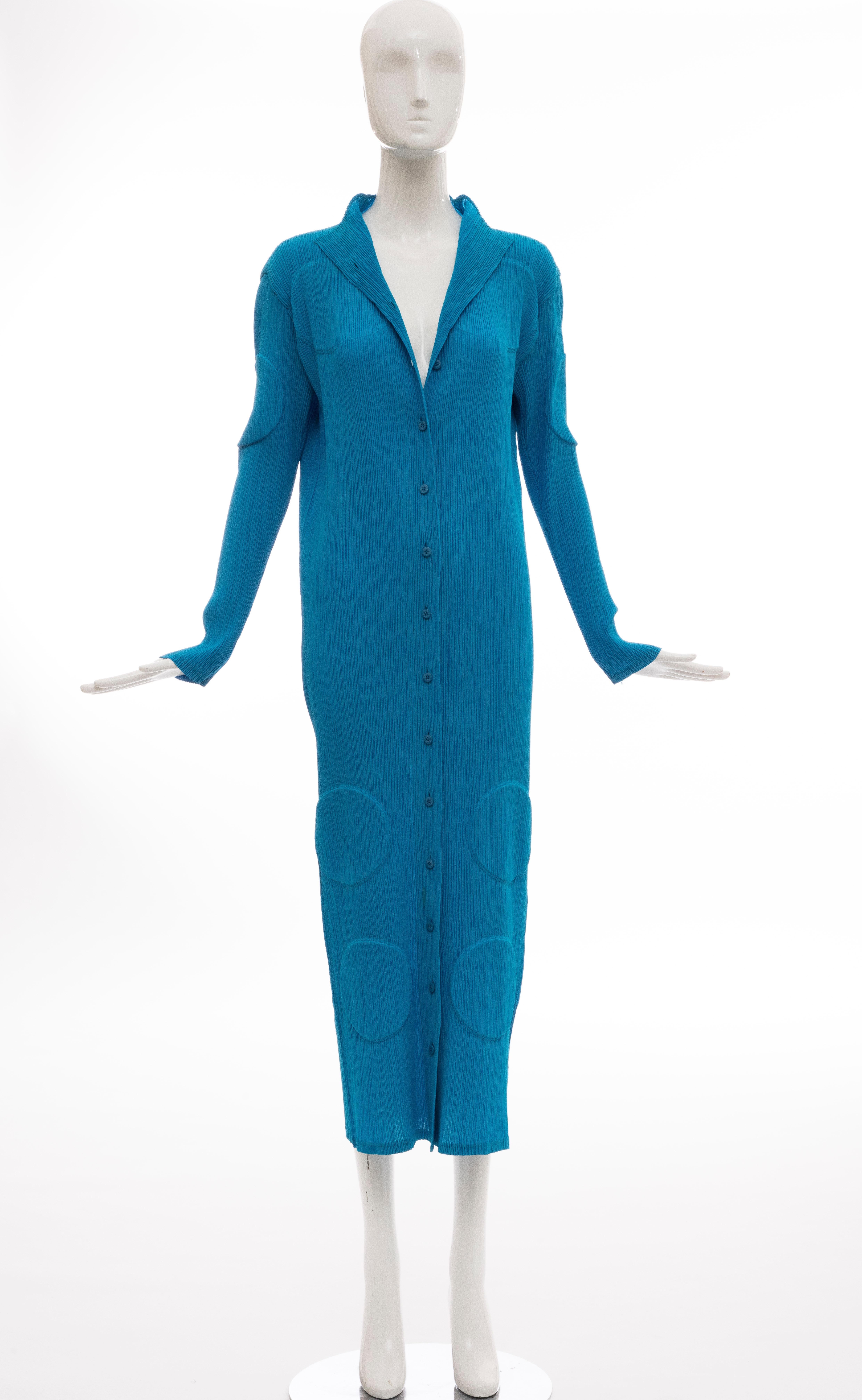 Issey Miyake Turquoise Long Button Front Cardigan, Circa 1990s For Sale 8