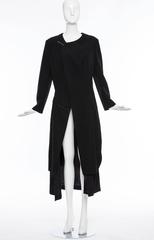 Comme des Garcons Black Coat Asymmetrical Neckline Safety Pin Closure, Circa1997