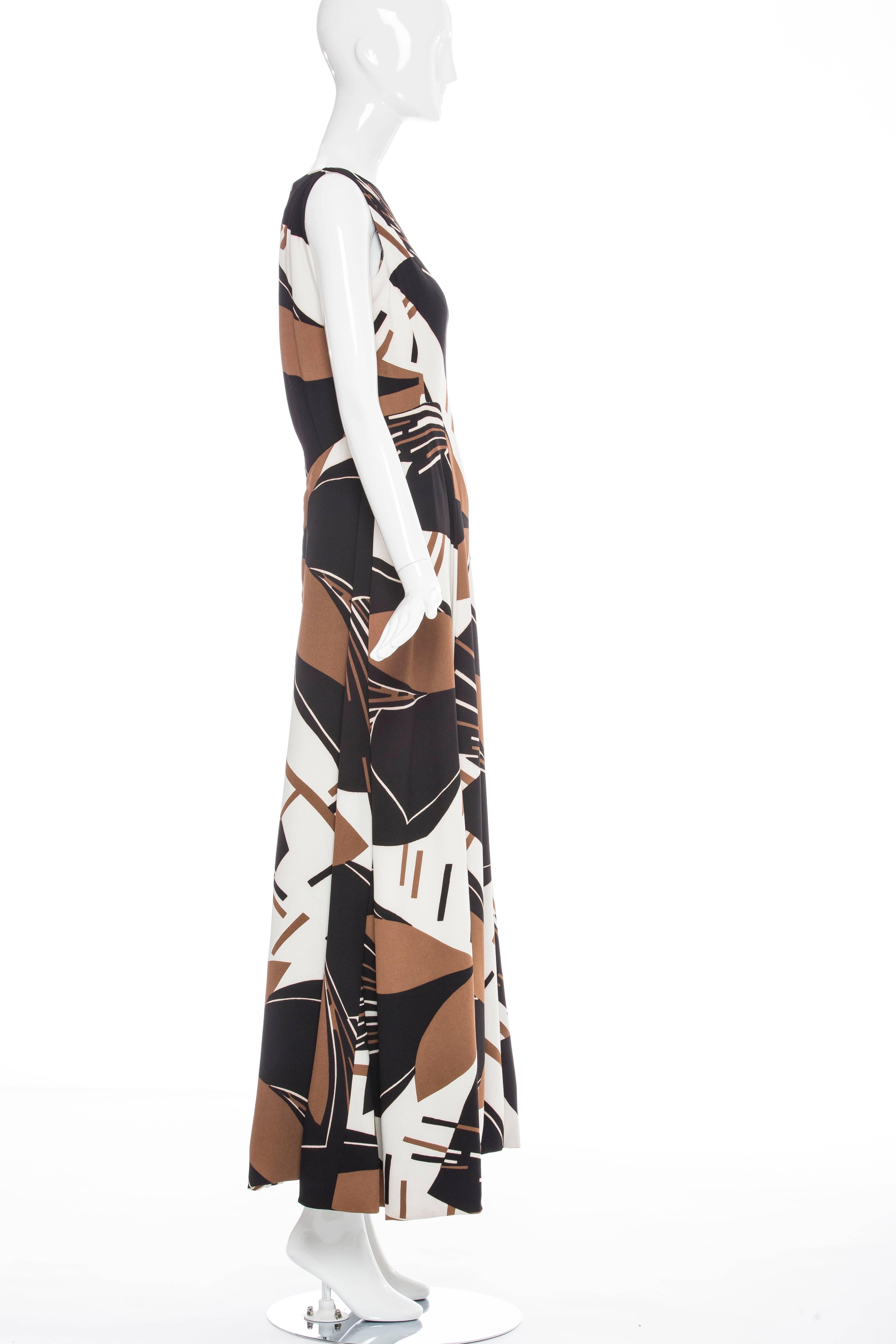 Elinor Simmons for Malcolm Starr, circa 1970's, sleeveless maxi dress with back zip.