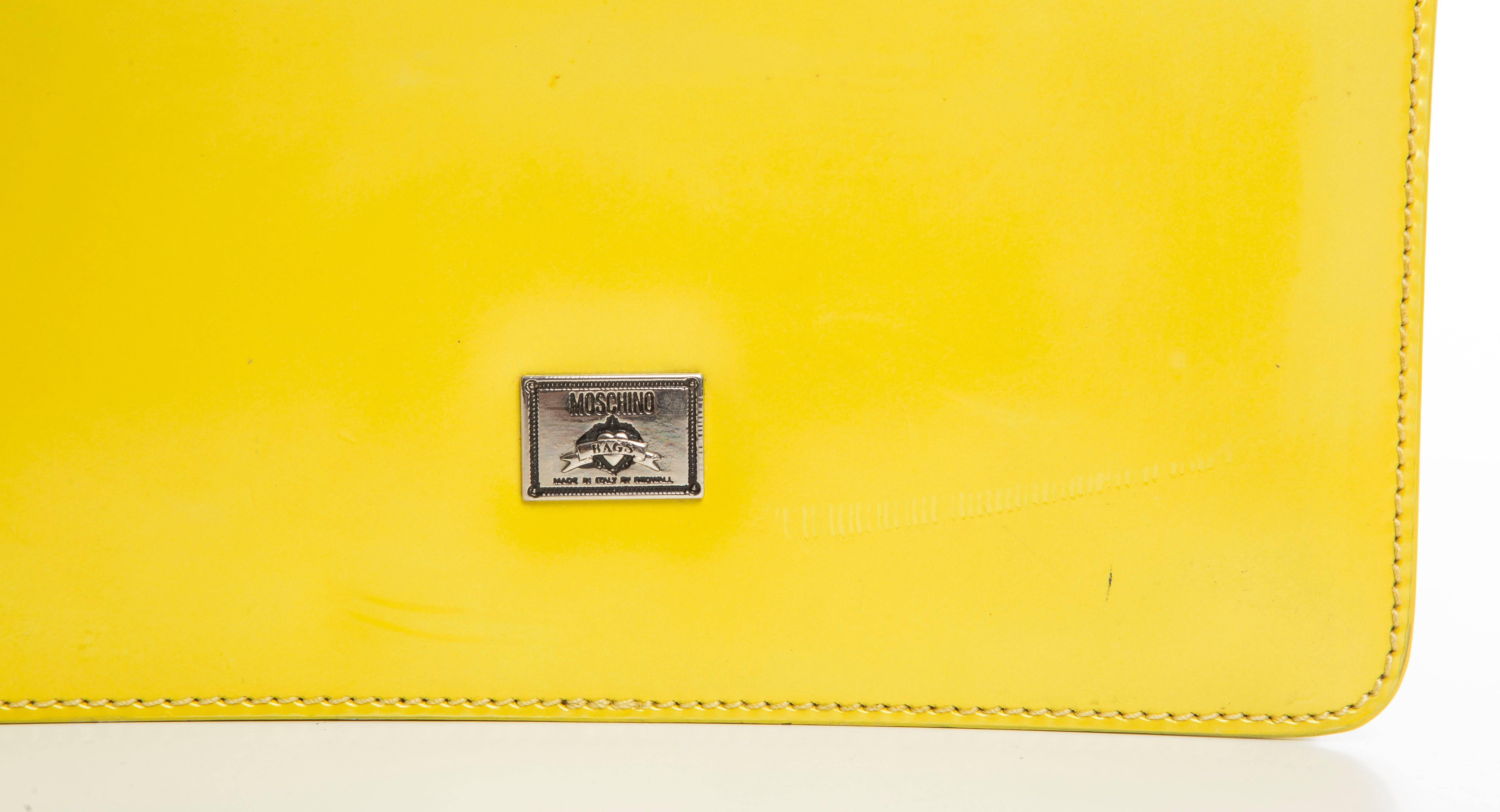 Moschino Yellow Leather Handbag, Circa 1990's 5