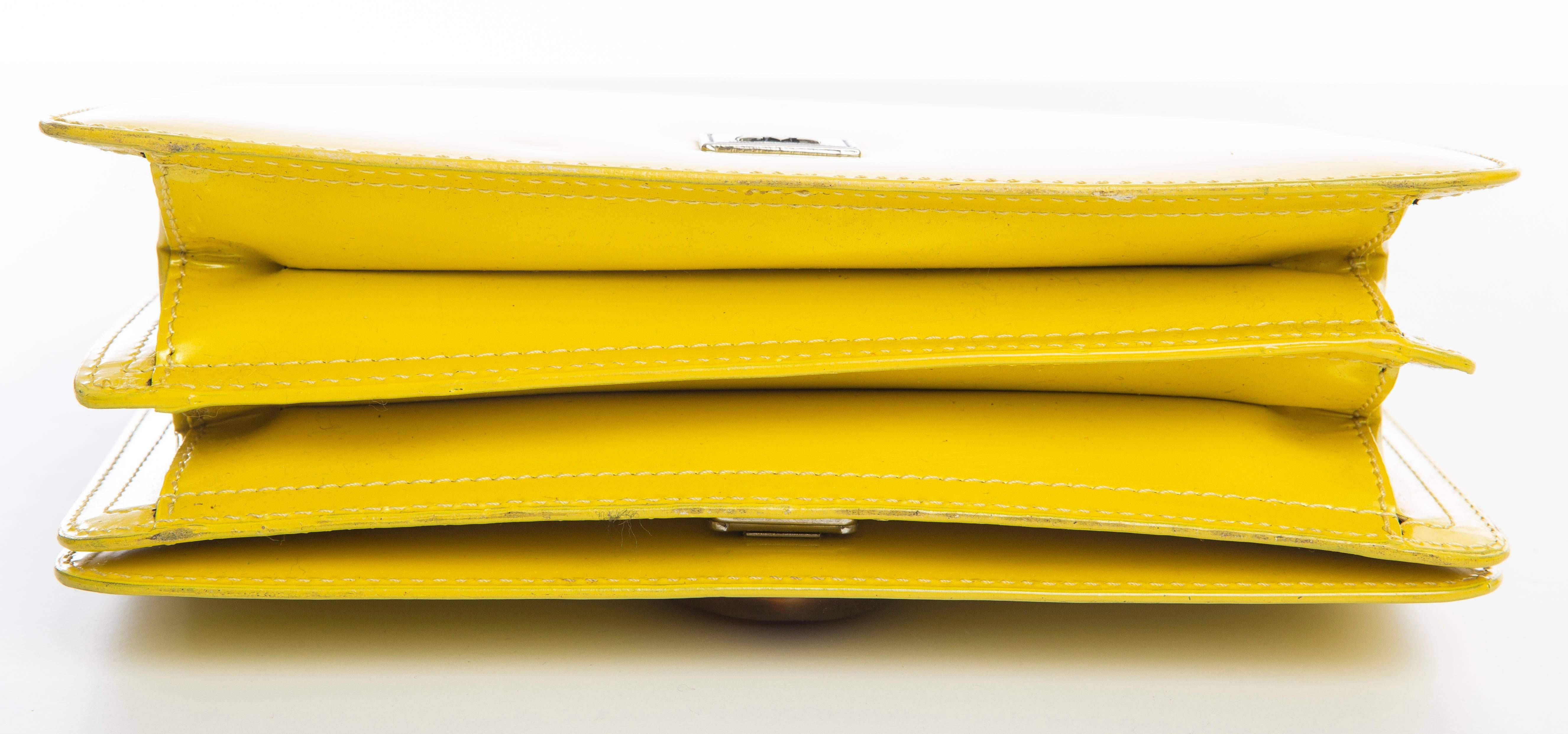 Moschino Yellow Leather Handbag, Circa 1990's 2