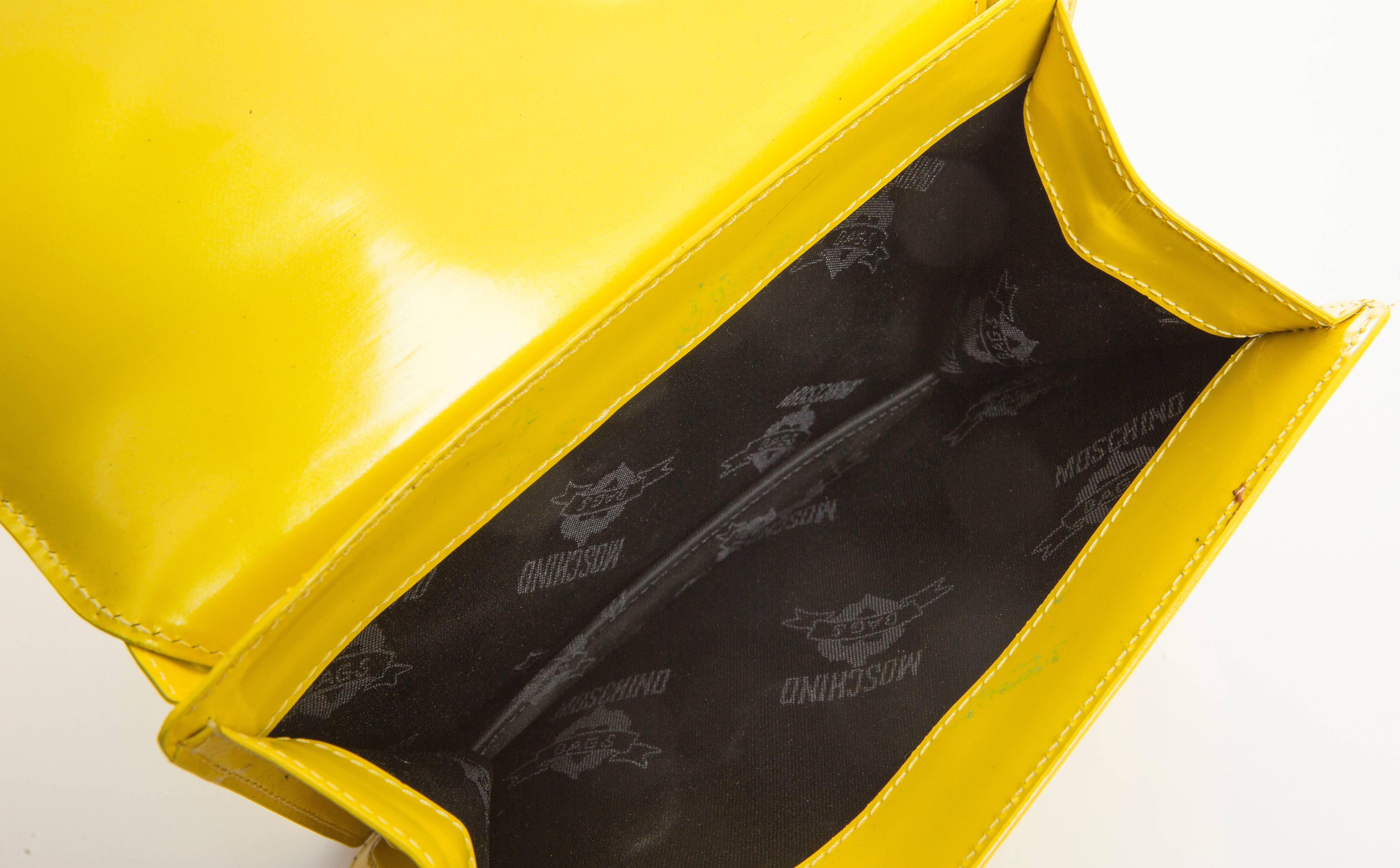 Moschino Yellow Leather Handbag, Circa 1990's 4
