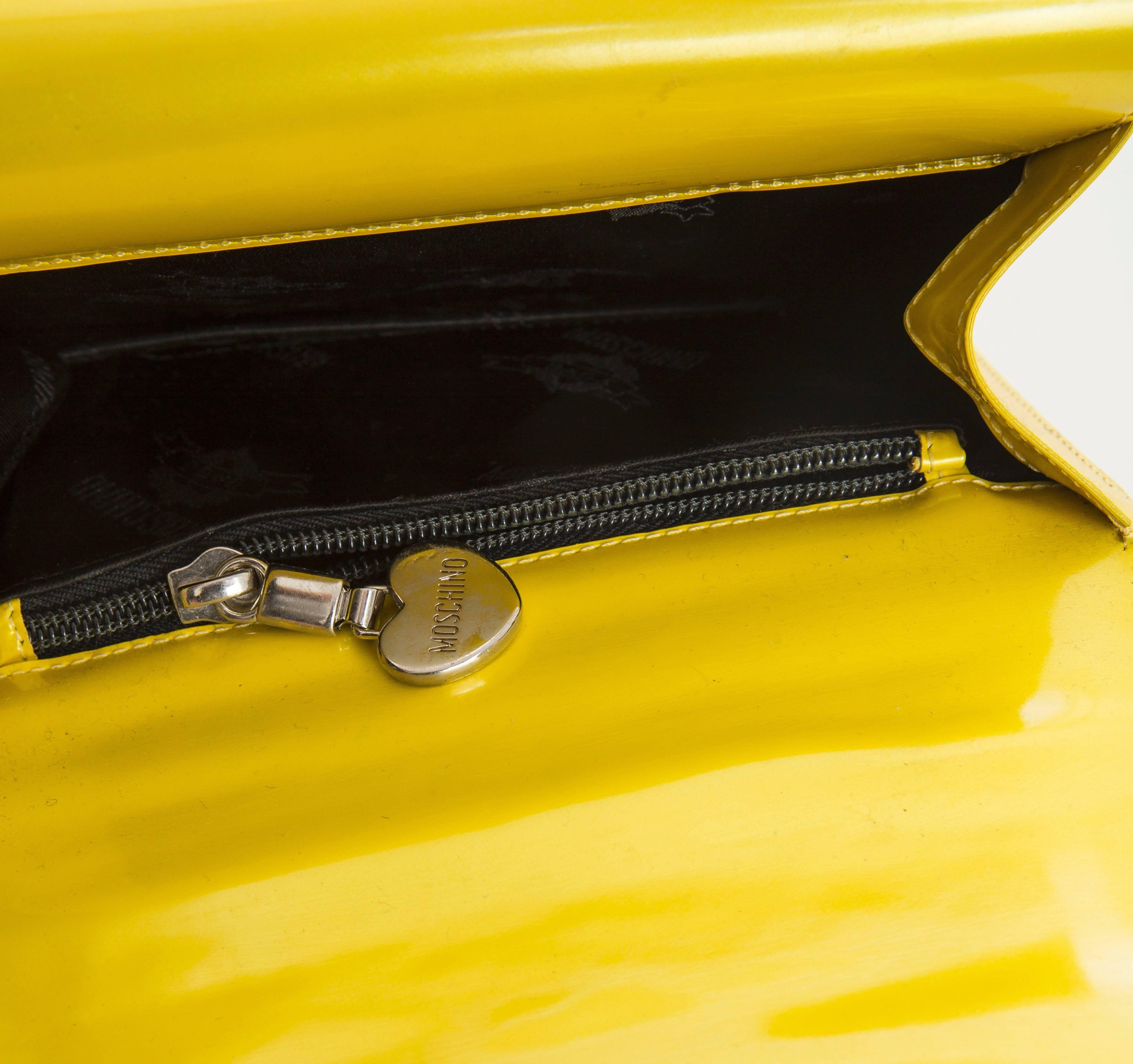 Moschino Yellow Leather Handbag, Circa 1990's 6