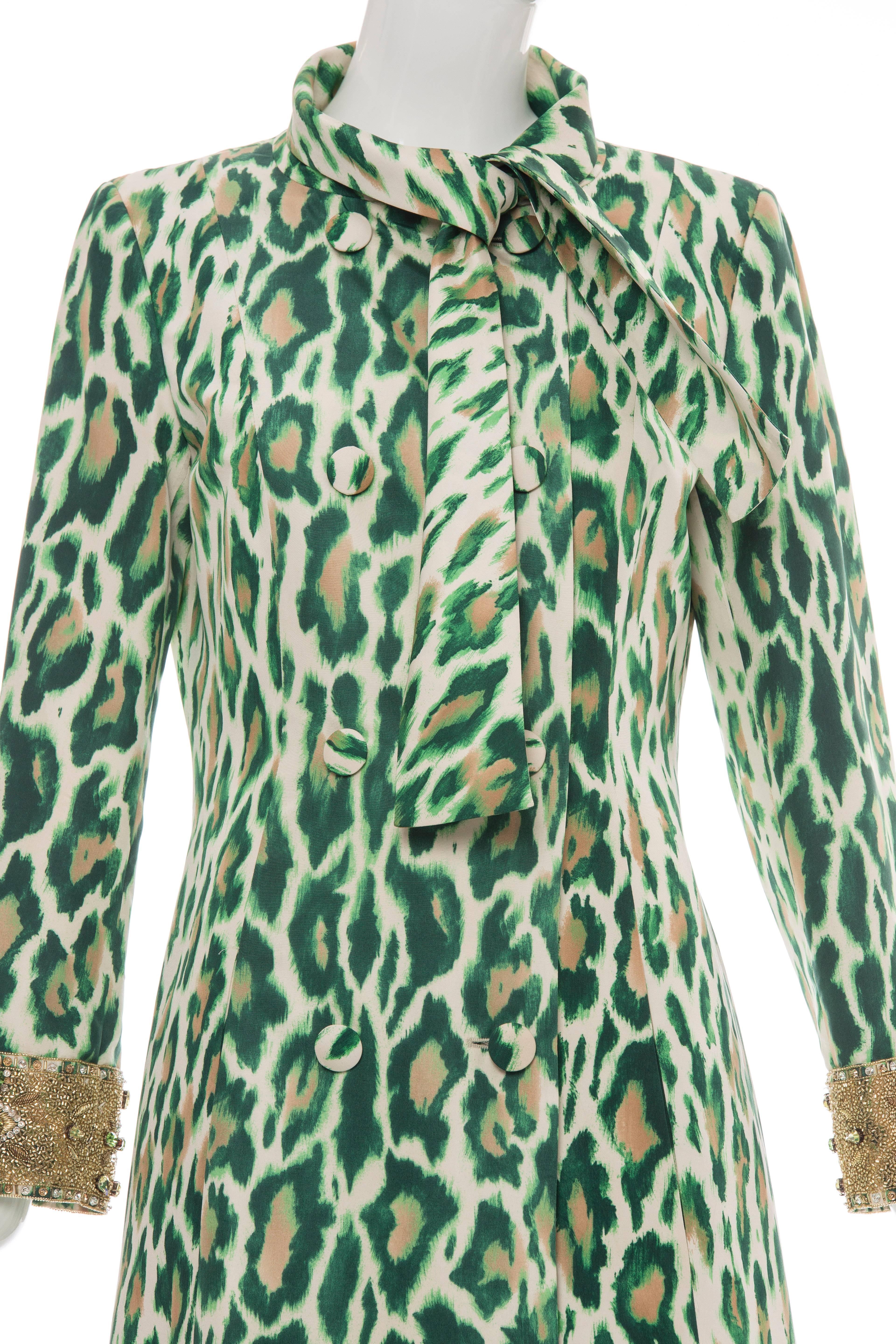 Women's Christian Dior By John Galliano Silk Embellished Leopard Coat, Resort 2008 