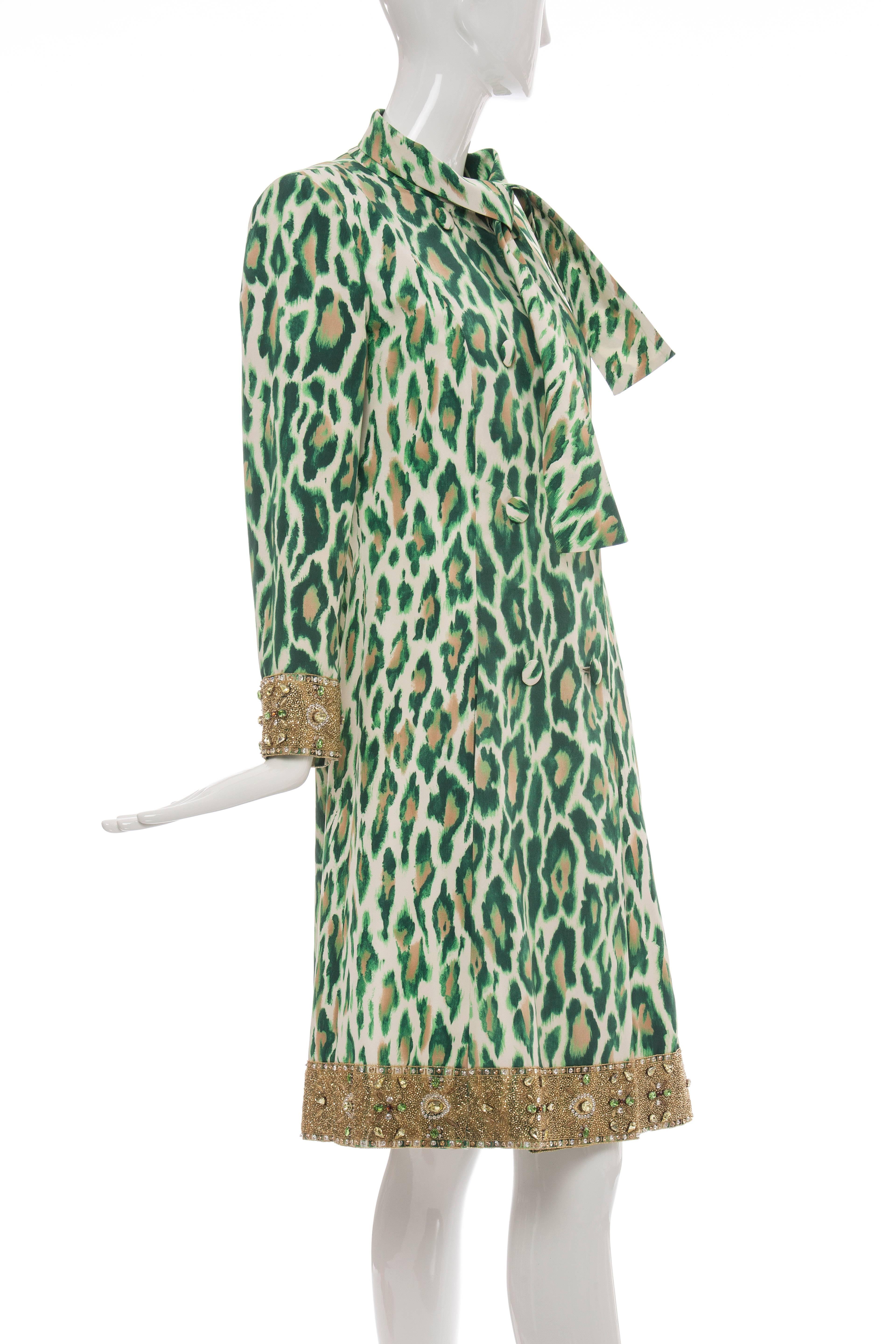 Christian Dior By John Galliano Silk Embellished Leopard Coat, Resort 2008  In Excellent Condition In Cincinnati, OH