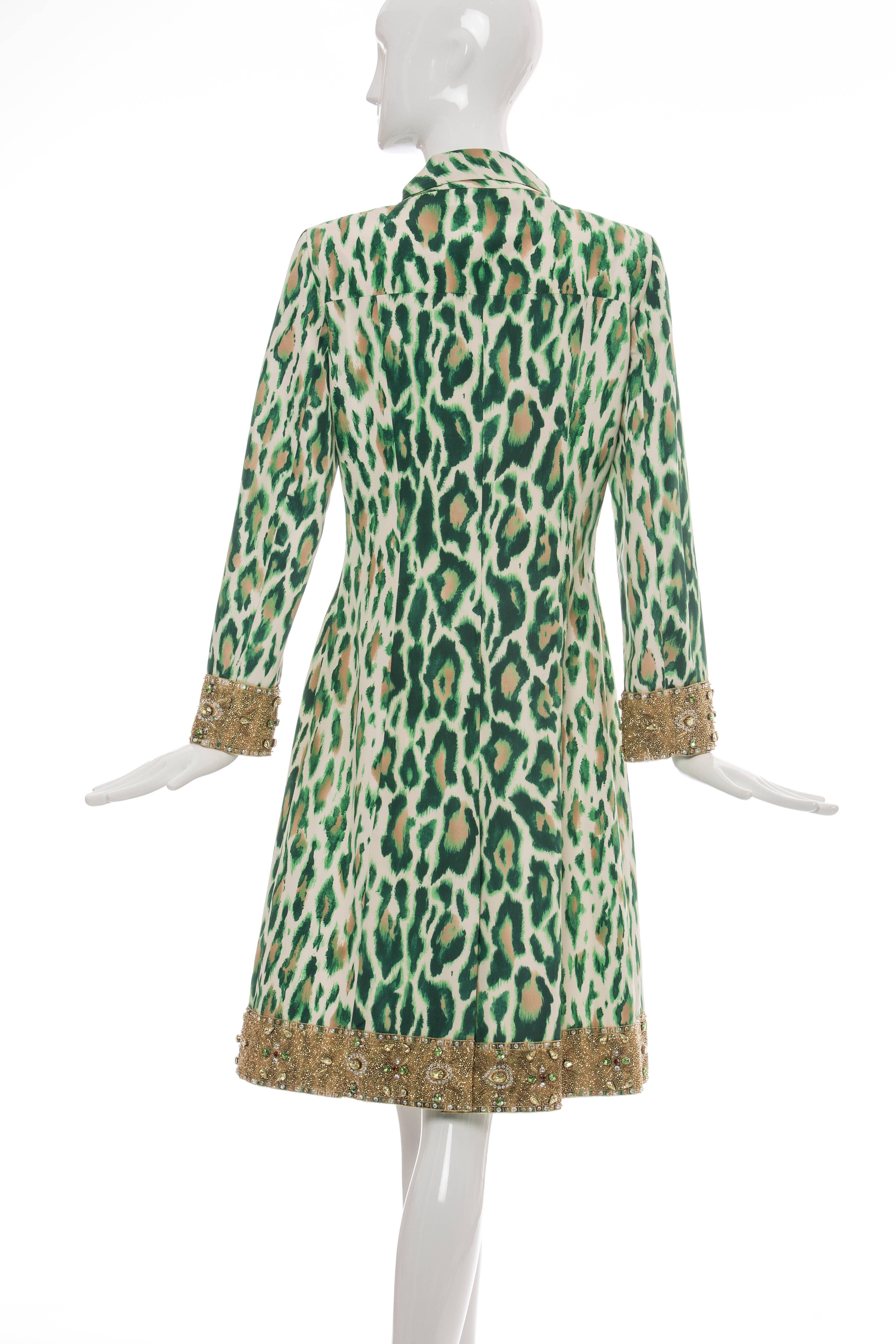 Gray Christian Dior By John Galliano Silk Embellished Leopard Coat, Resort 2008 