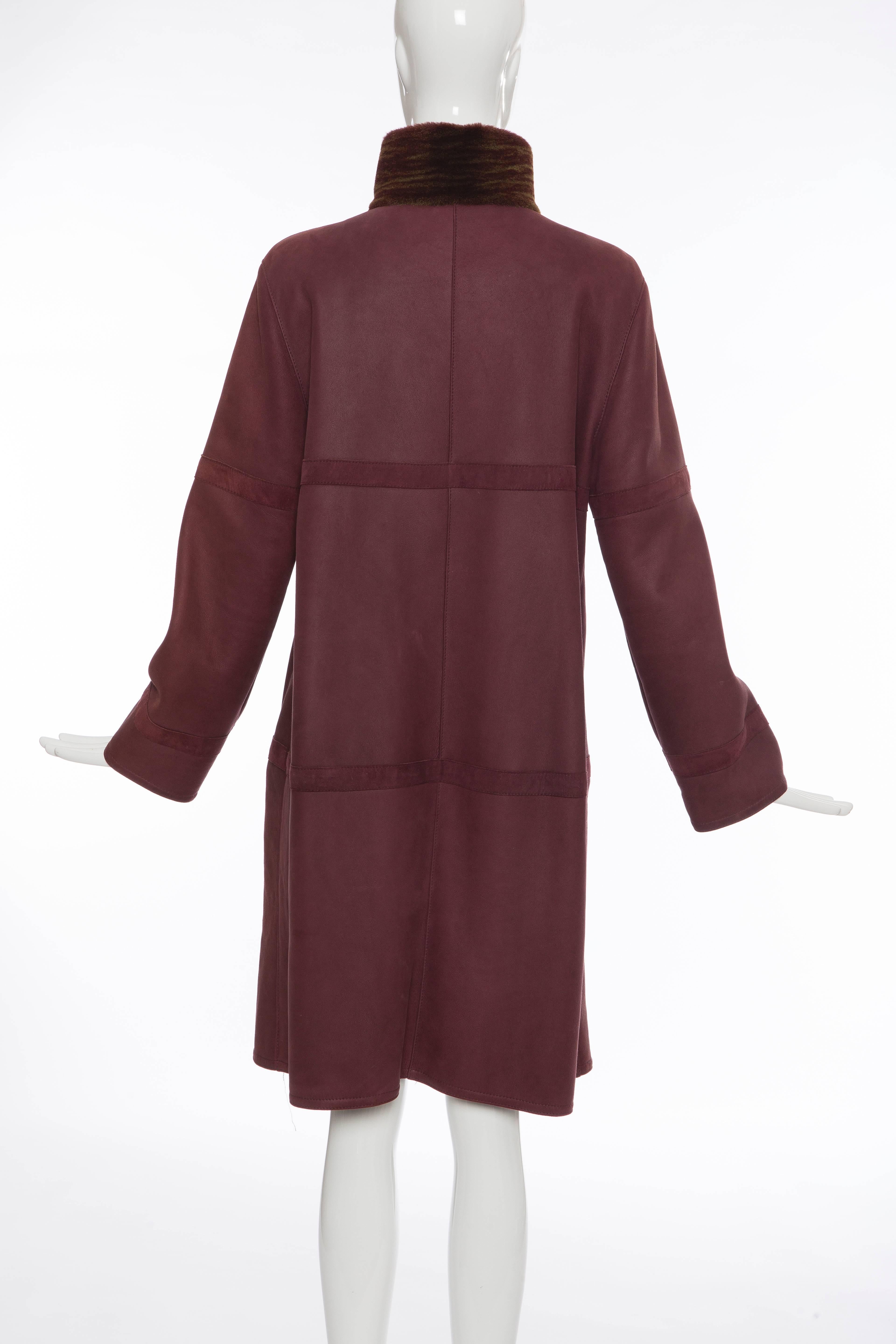 Oscar De la Renta Couture Plum Shearling Coat For Sale 2