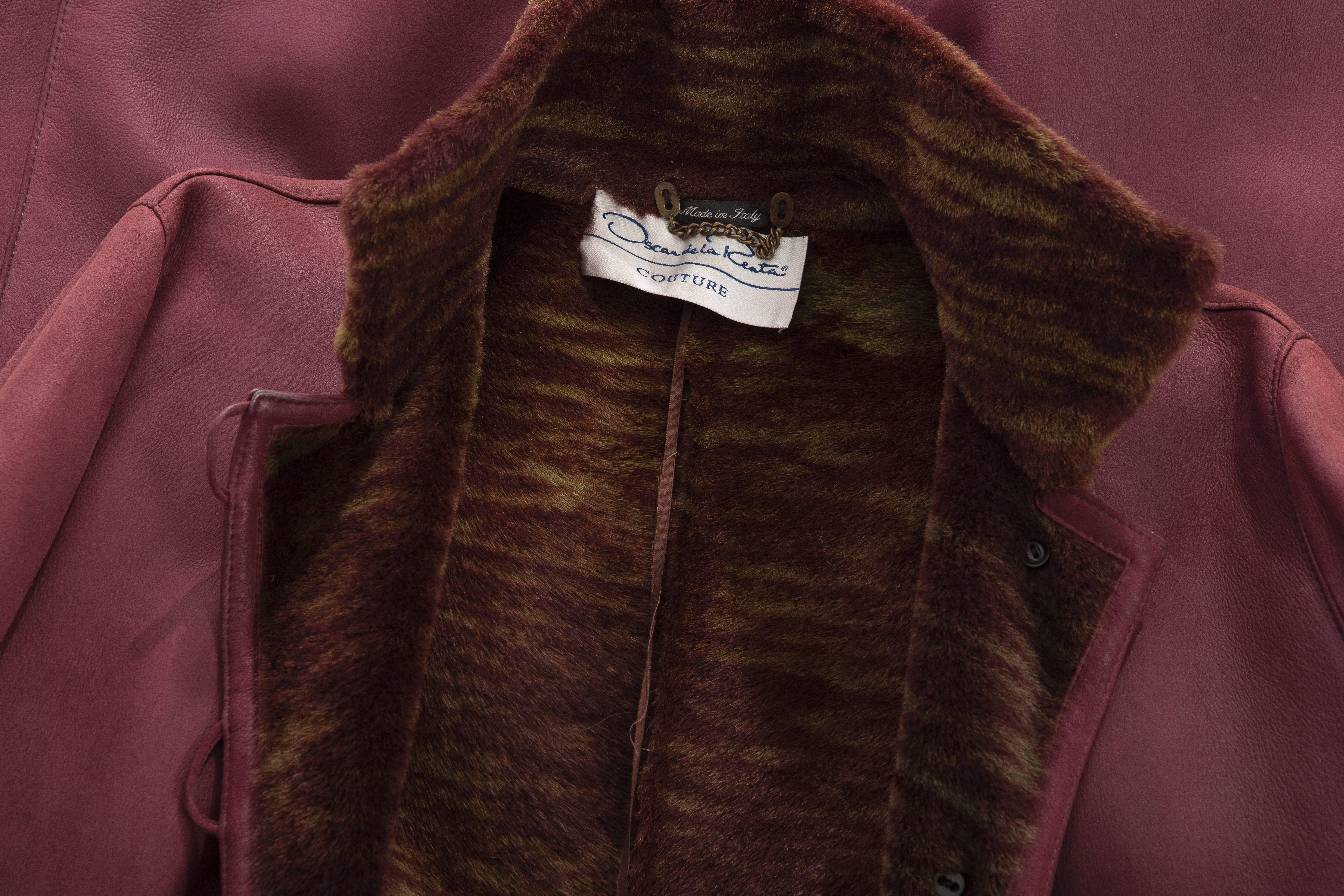 Oscar De la Renta Couture Plum Shearling Coat For Sale 4