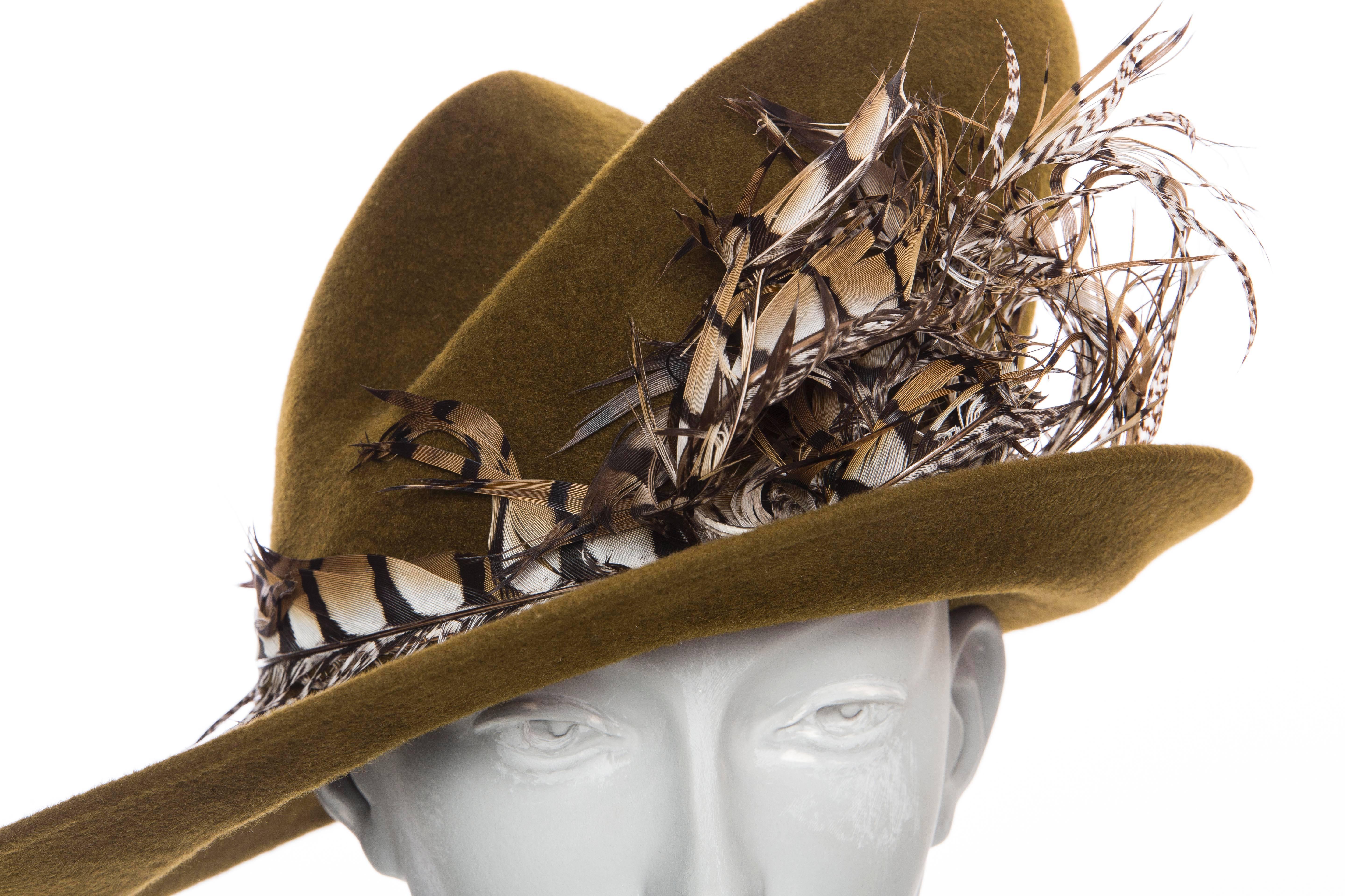 Philip Treacy Olive Wool Felt Hat 4