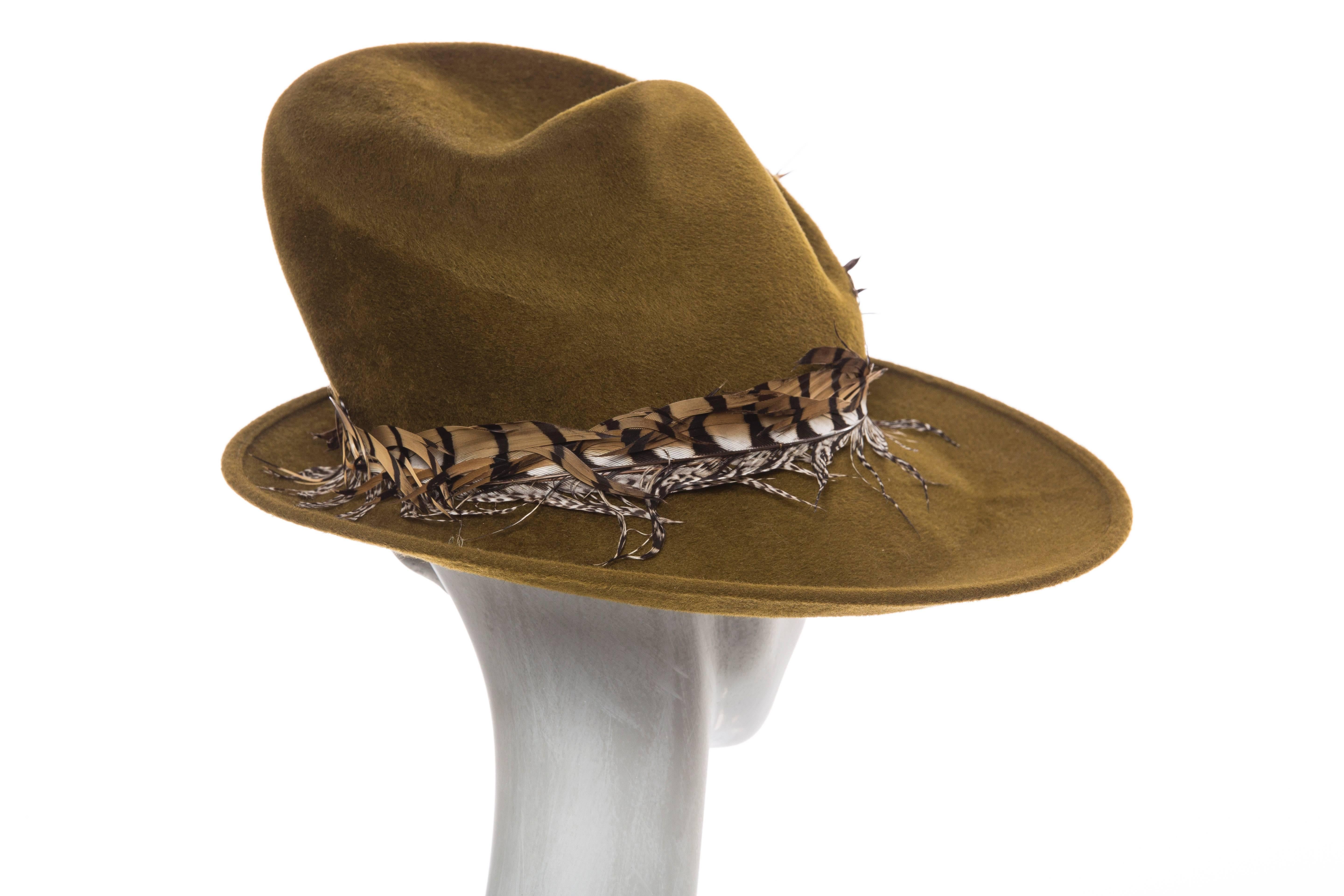 Women's Philip Treacy Olive Wool Felt Hat