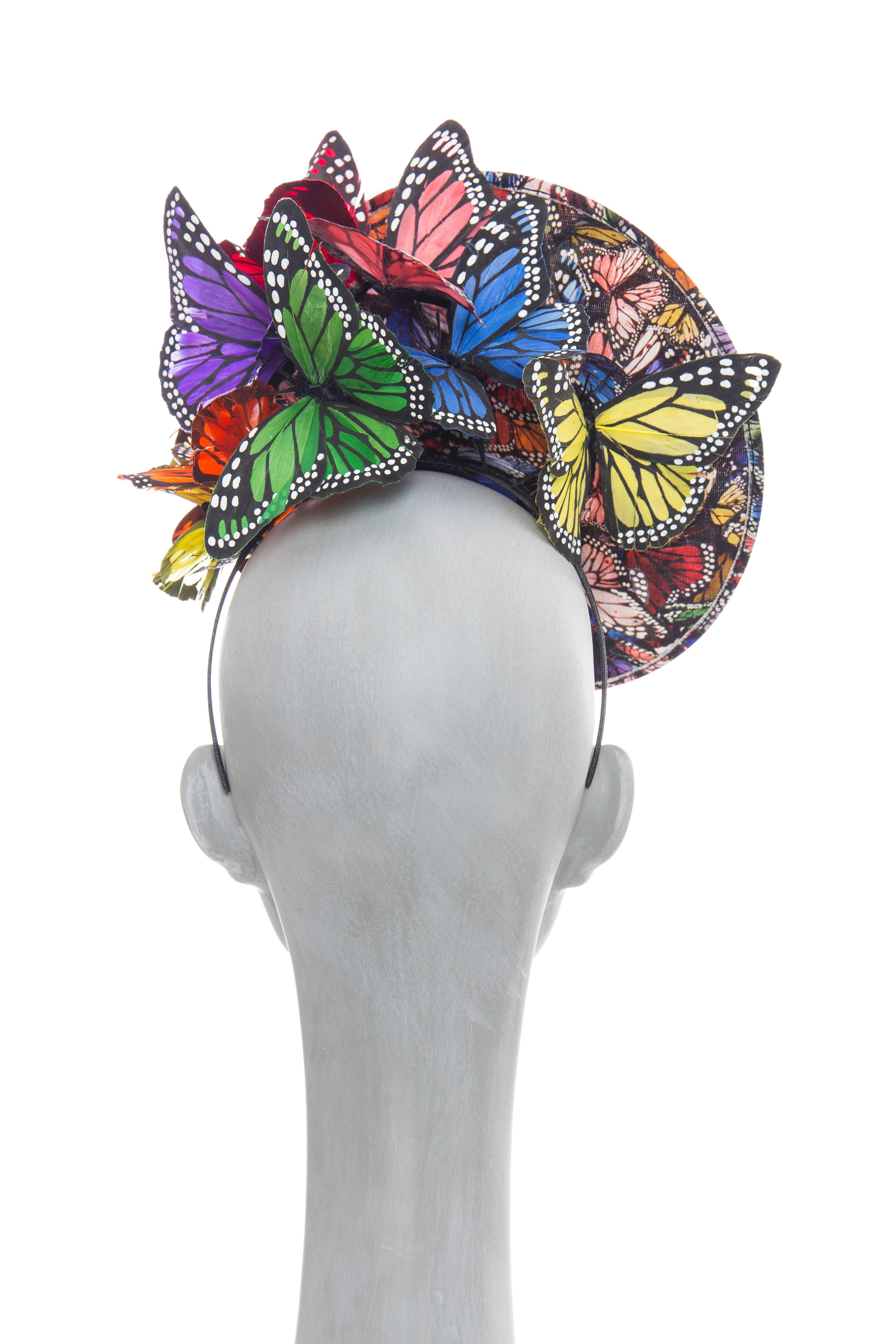 Women's Philip Treacy Wired Polychrome Butterfly Fascinator Circa 2003