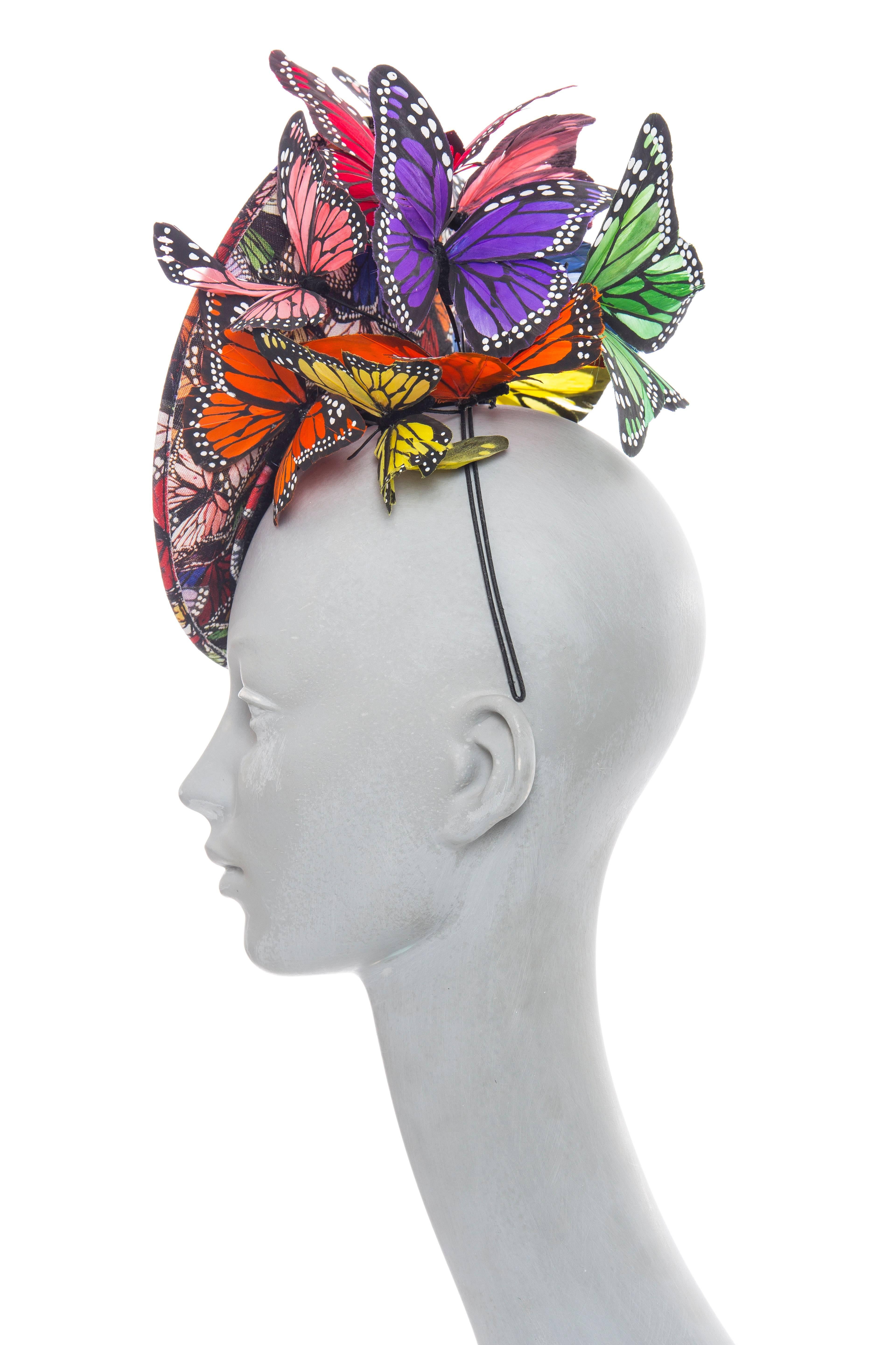 Philip Treacy Wired Polychrome Butterfly Fascinator Circa 2003 1